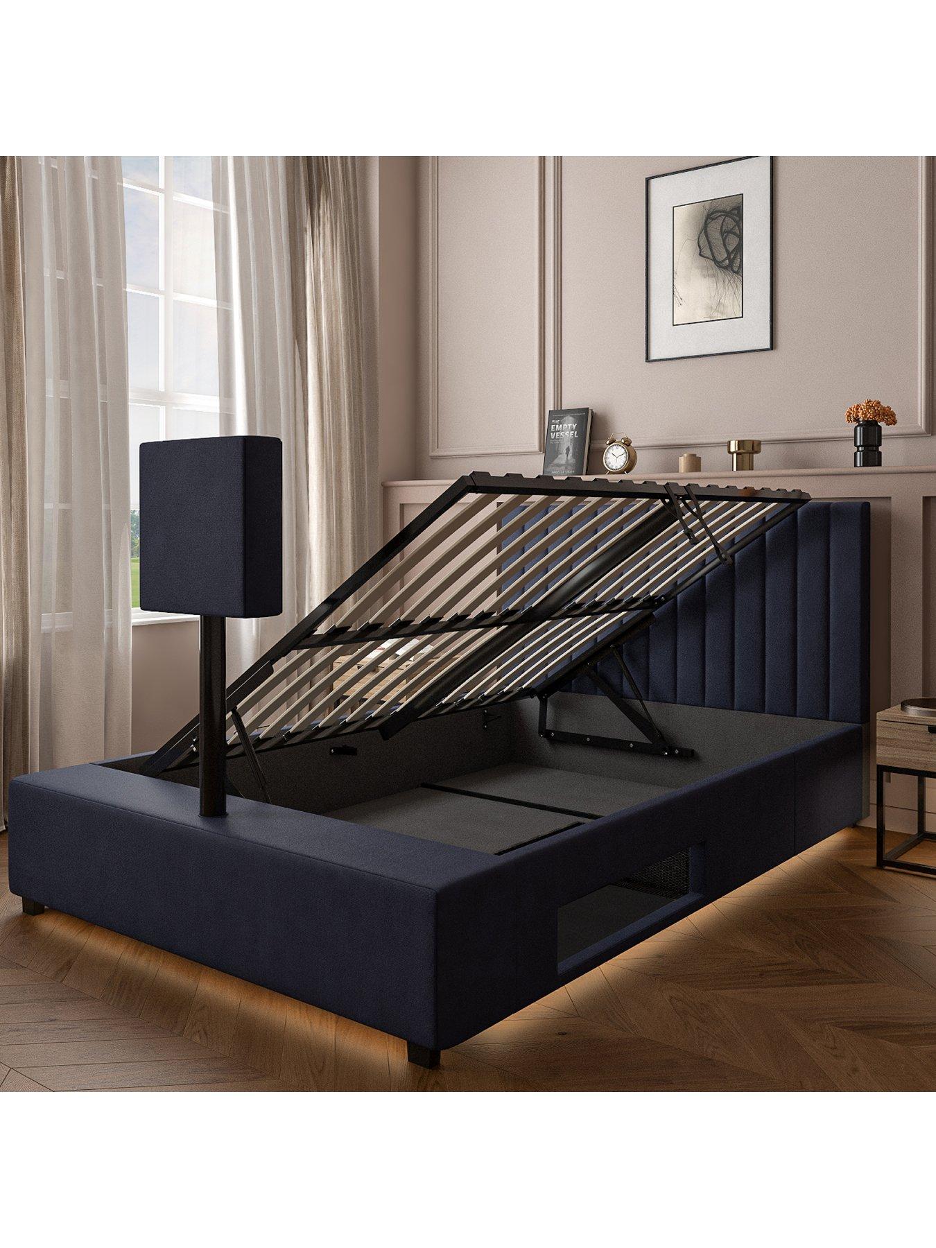 xr-living-maisie-upholstered-velvet-ottoman-tv-bed-with-under-frame-led-lights-navydetail