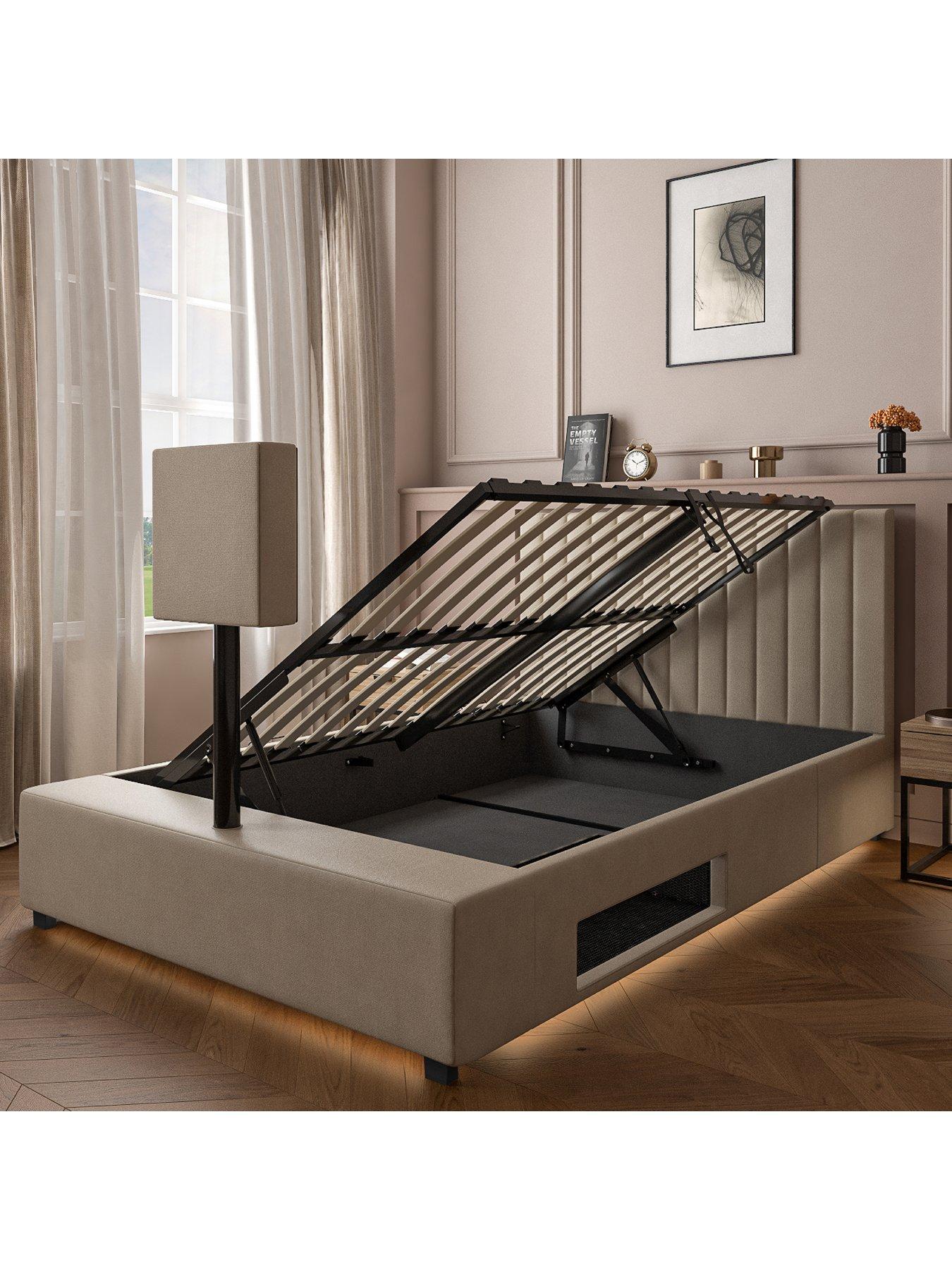 xr-living-maisie-upholstered-velvet-ottoman-tv-bed-with-under-frame-led-lights-natural-stonedetail