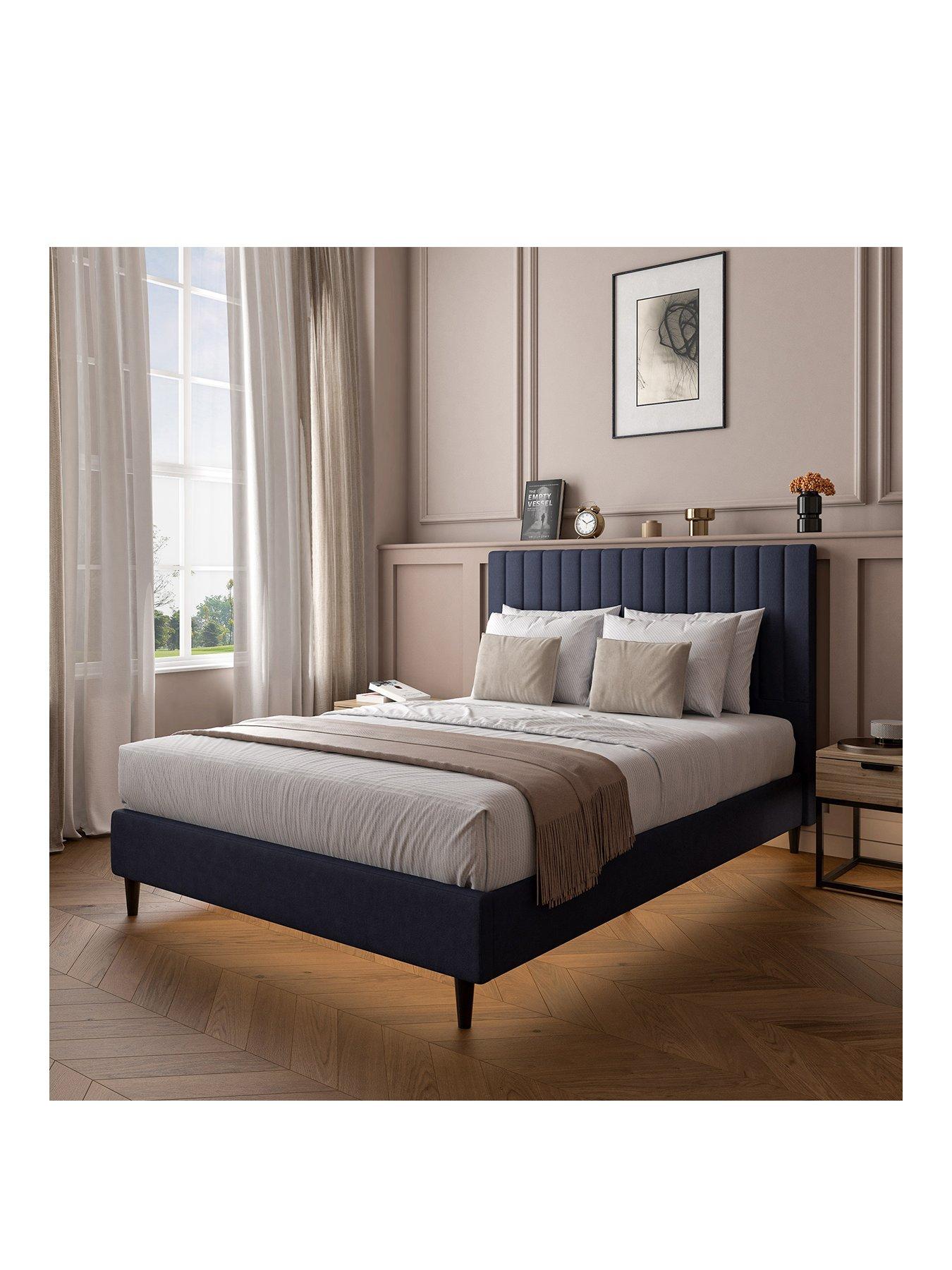xr-living-maisie-velvet-bed-frame-with-under-frame-led-lights-ndash-navystillFront