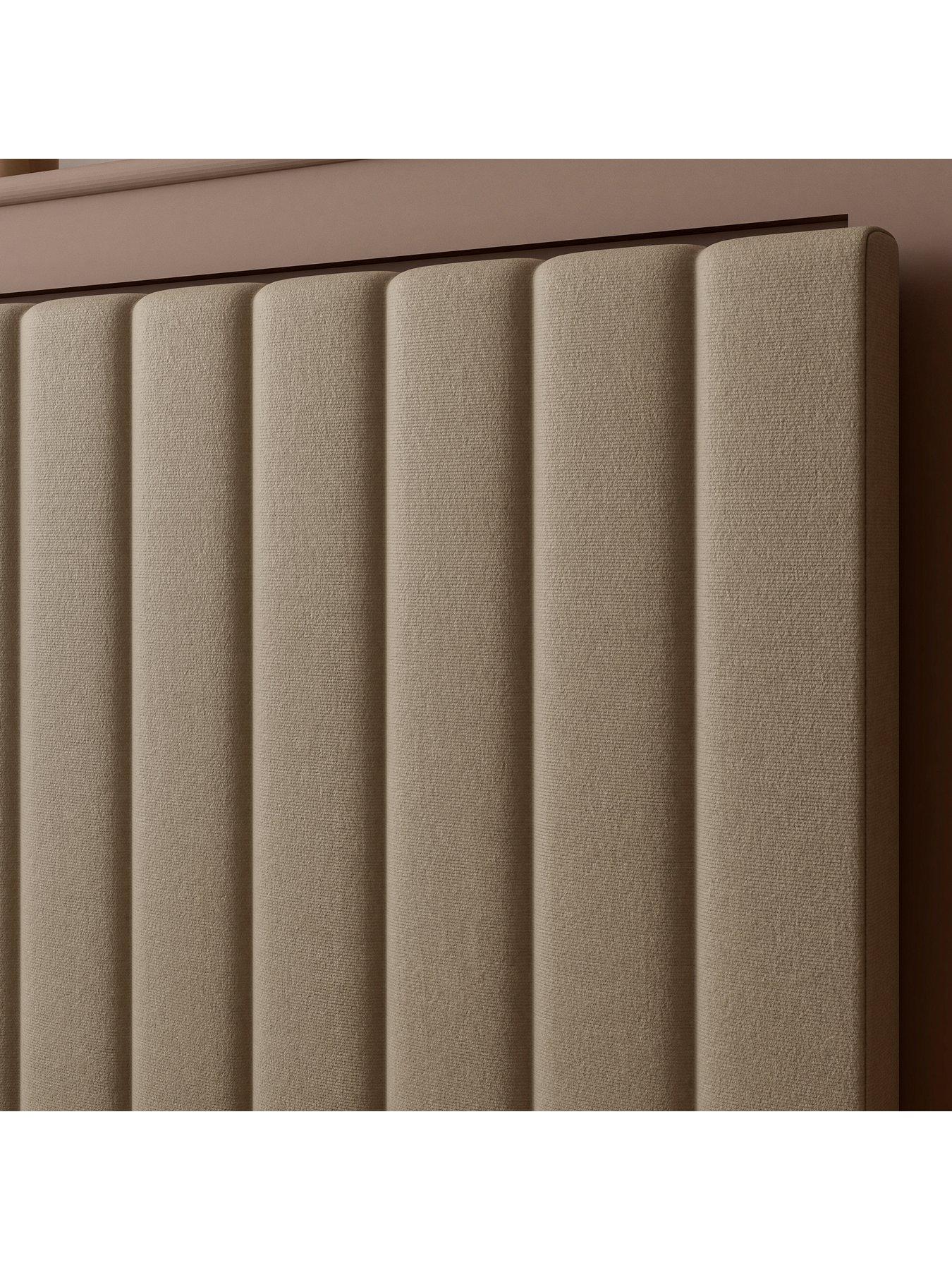 Image 4 of 7 of XR Living Maisie Velvet Bed Frame with Under Frame LED Lights - Natural Stone