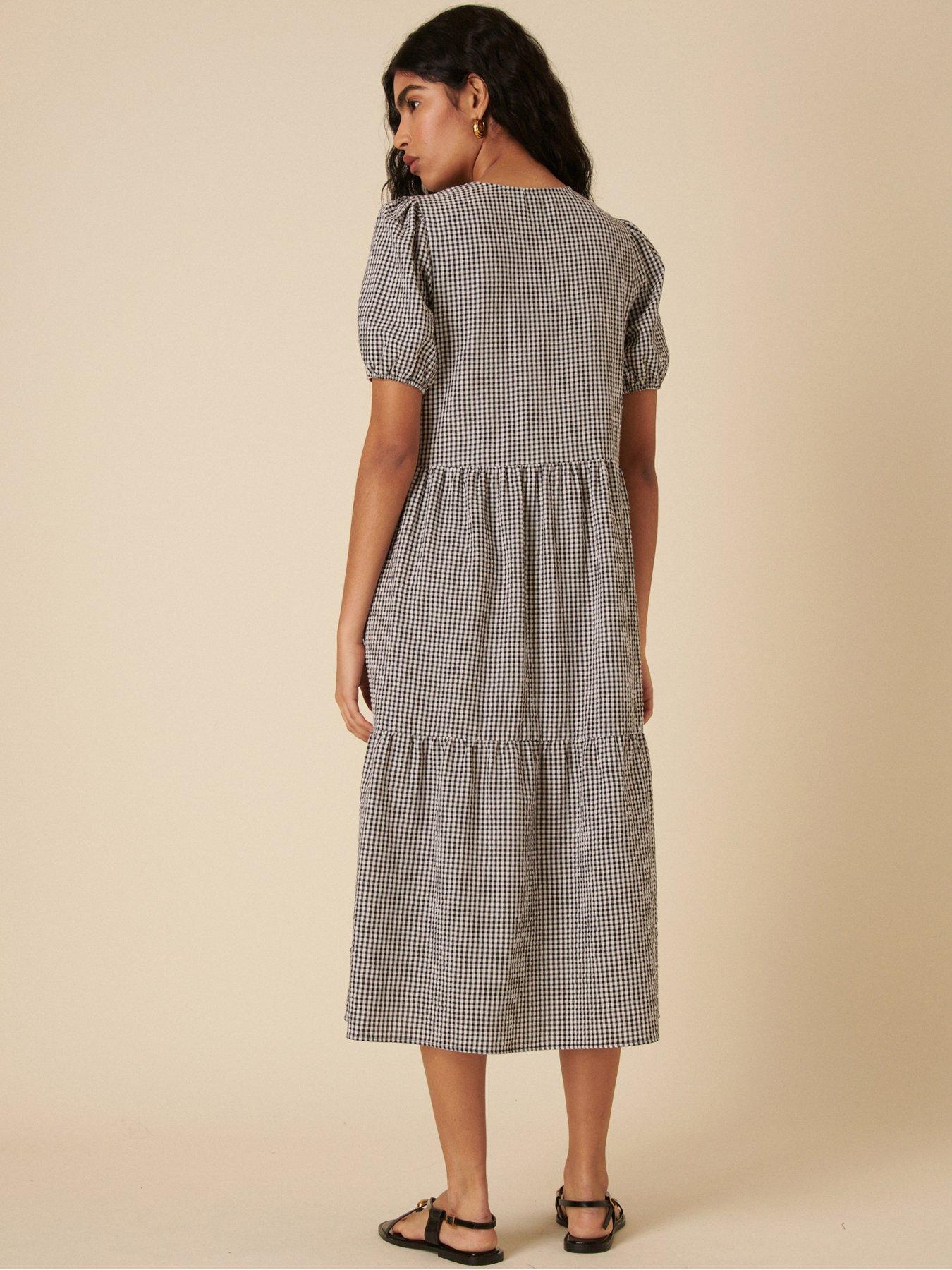 Image 2 of 4 of Nobodys Child Bernadetta Gingham Midi Dress - Black