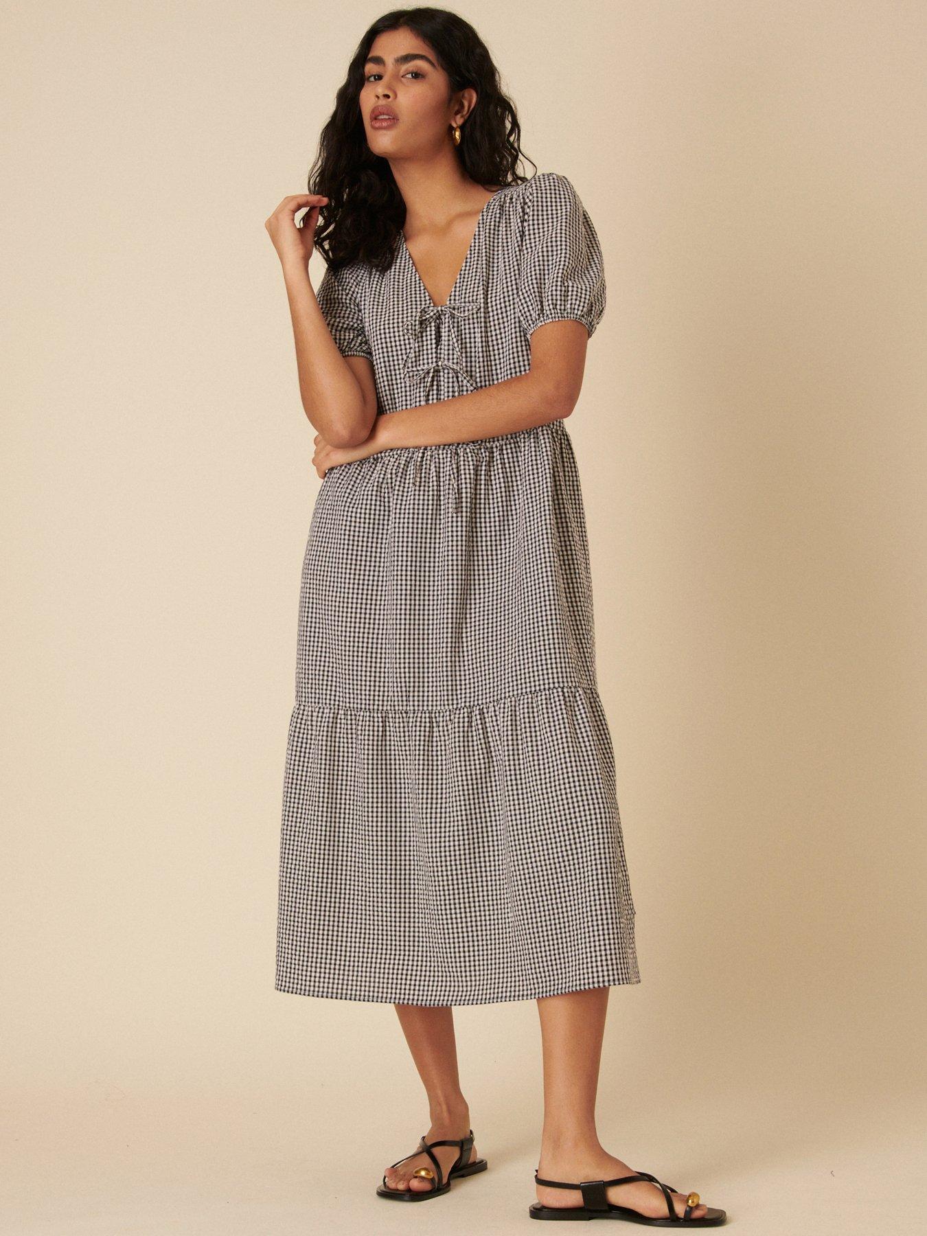 Image 3 of 4 of Nobodys Child Bernadetta Gingham Midi Dress - Black
