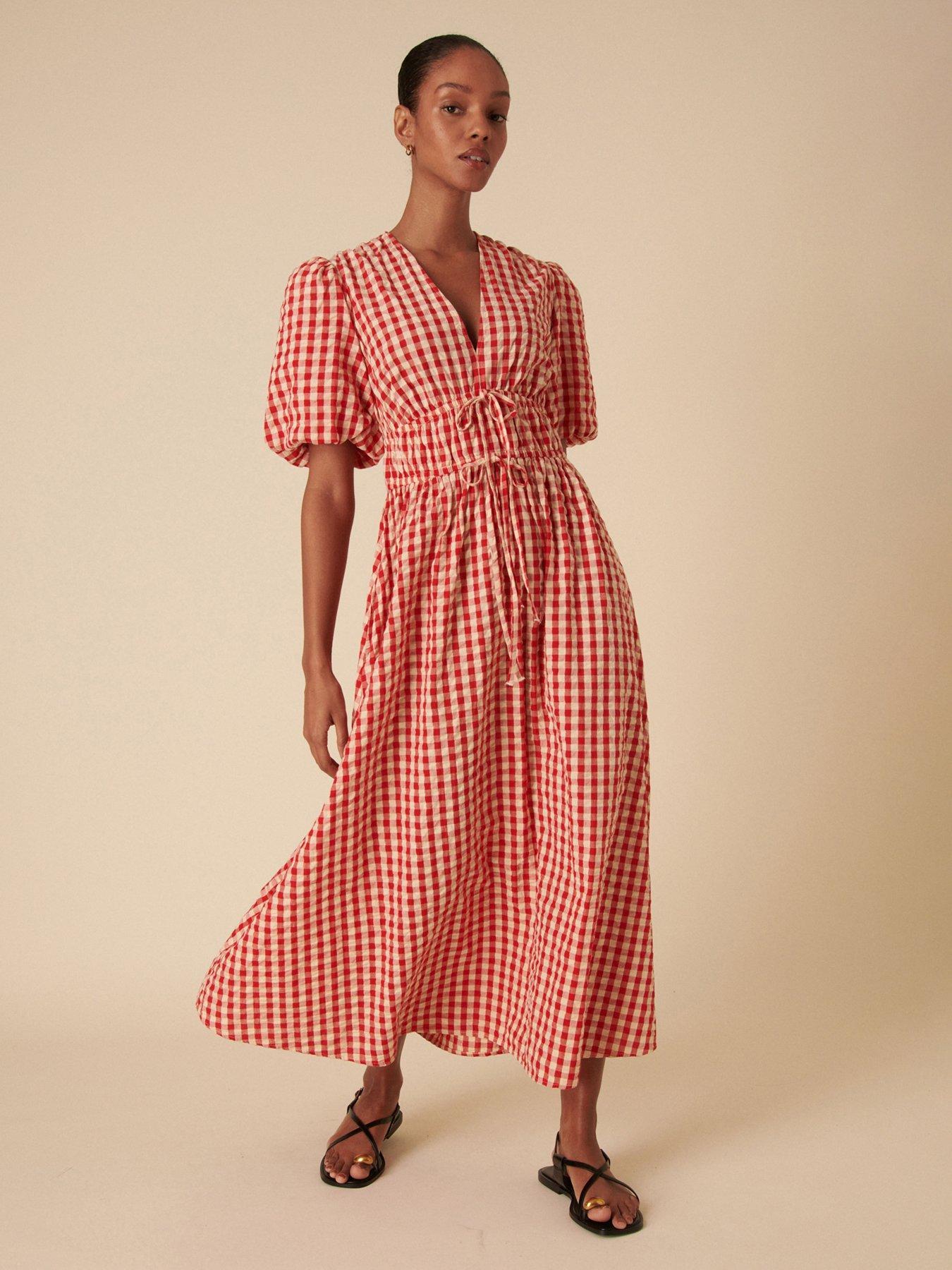 Nobodys Child Scottie Gingham Midi Dress - Red