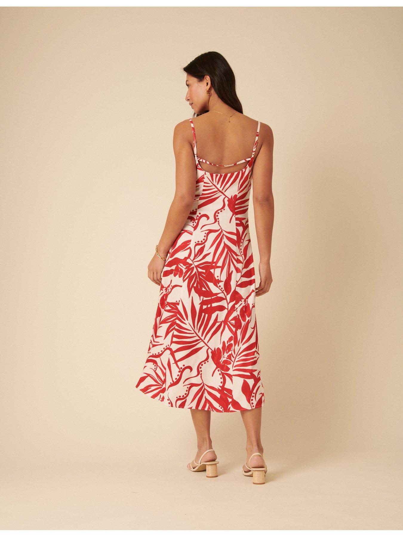 Image 4 of 5 of Nobodys Child Hibiscus Print Midi Dress - Red
