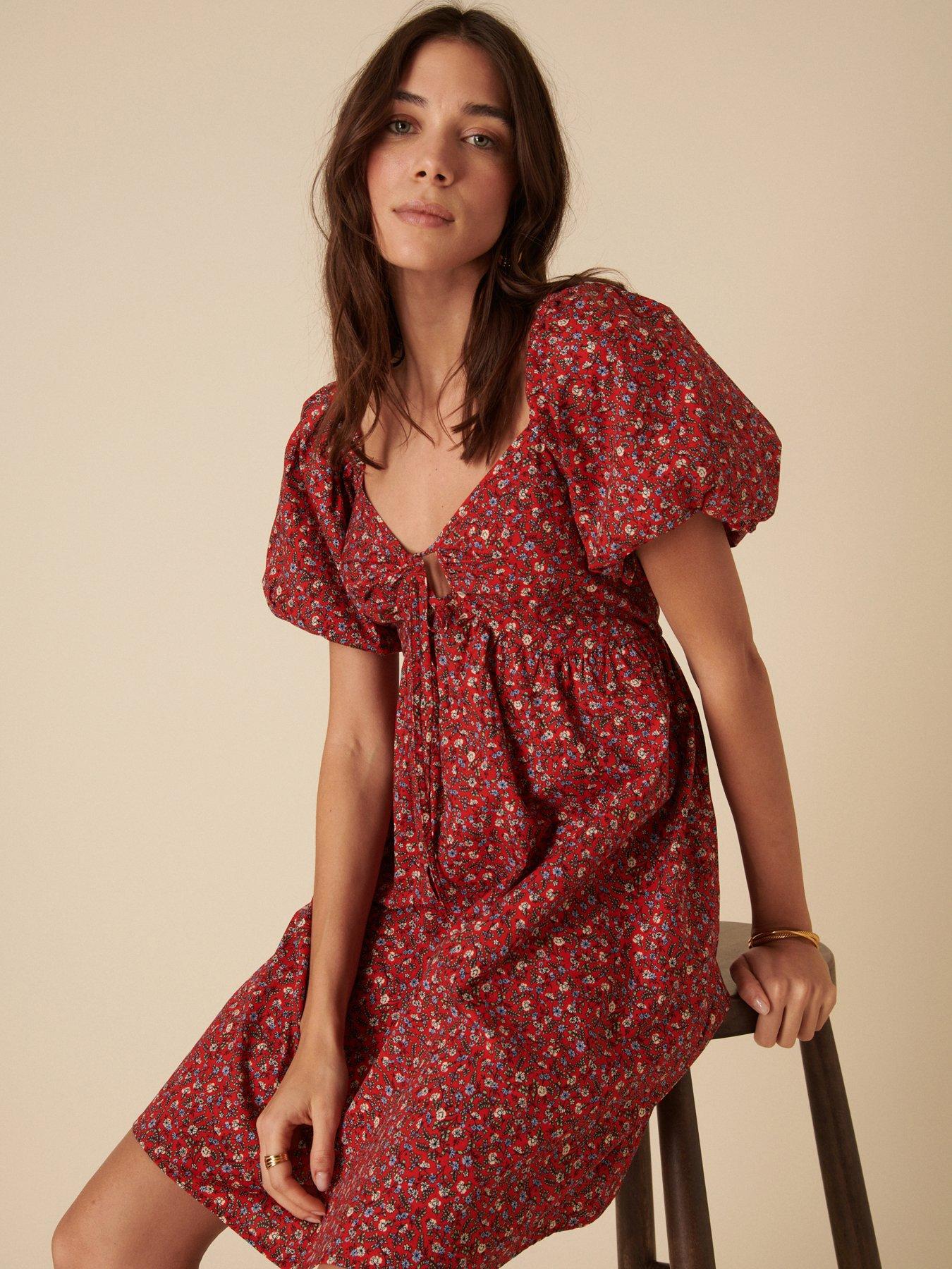 Image 1 of 5 of Nobodys Child Joanna Ditsy Mini Dress - Red