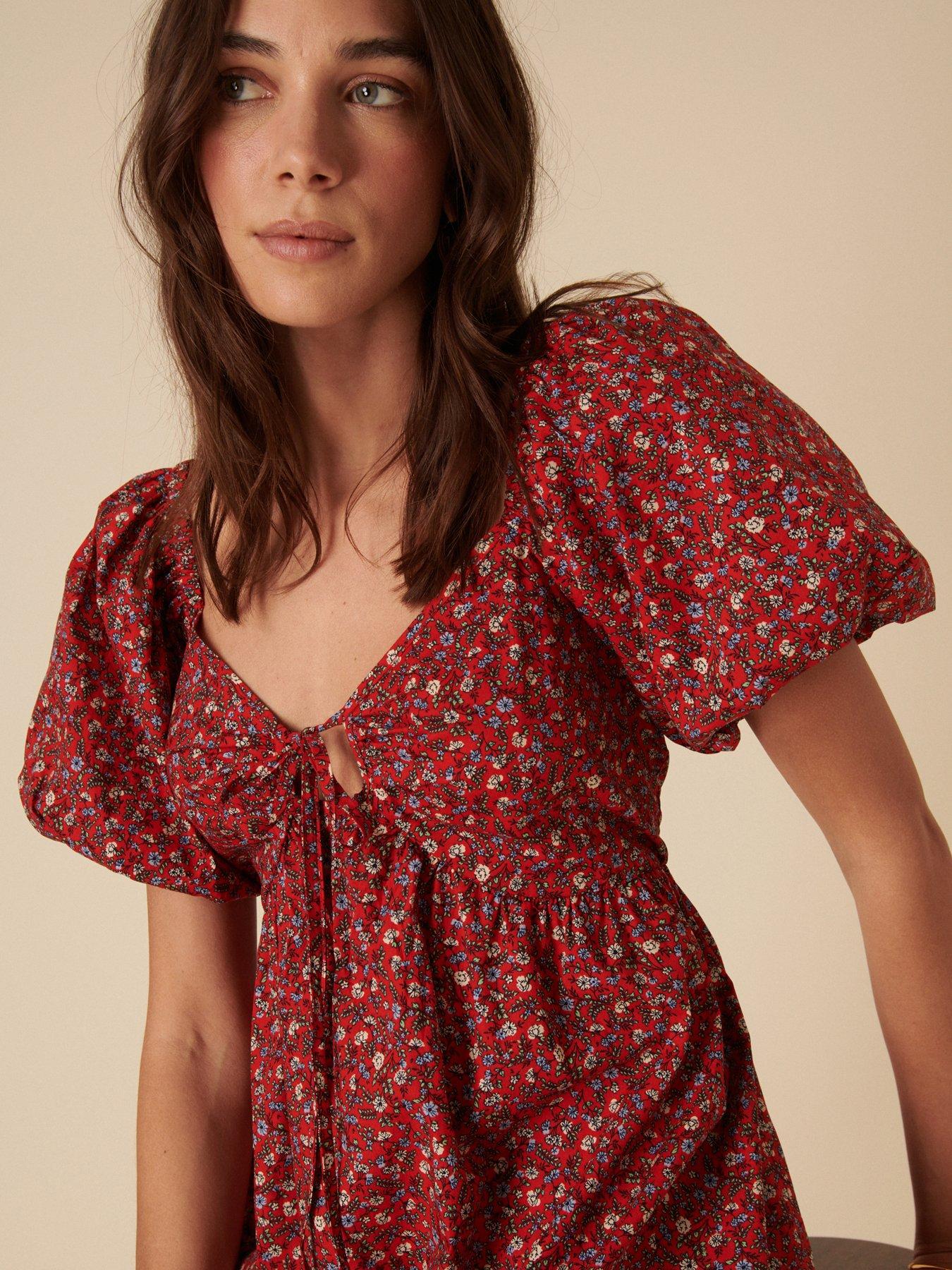 Image 4 of 5 of Nobodys Child Joanna Ditsy Mini Dress - Red