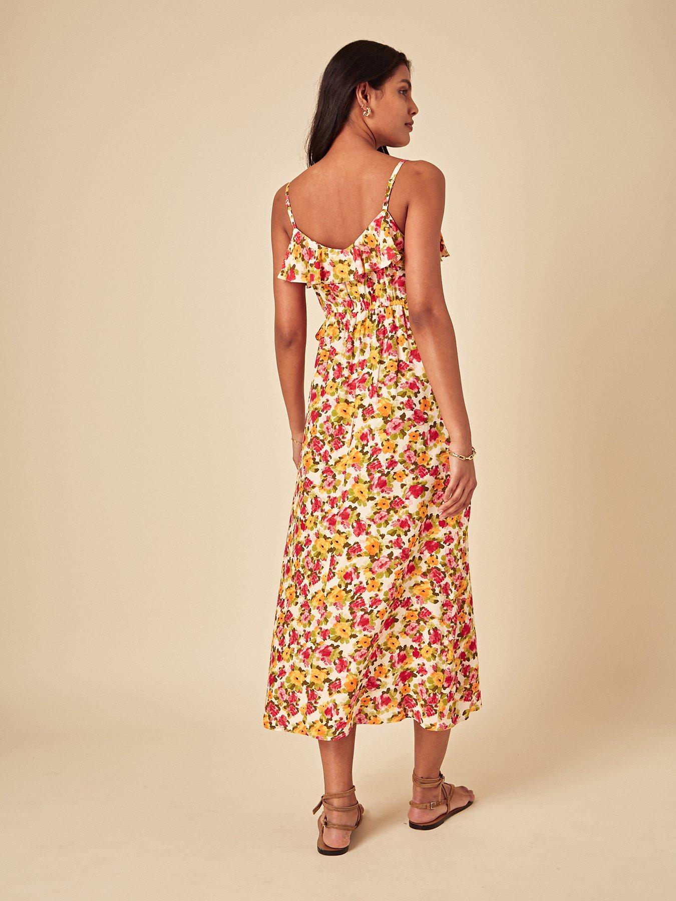 Image 2 of 4 of Nobodys Child Roe Floral Midi Dress - Orange