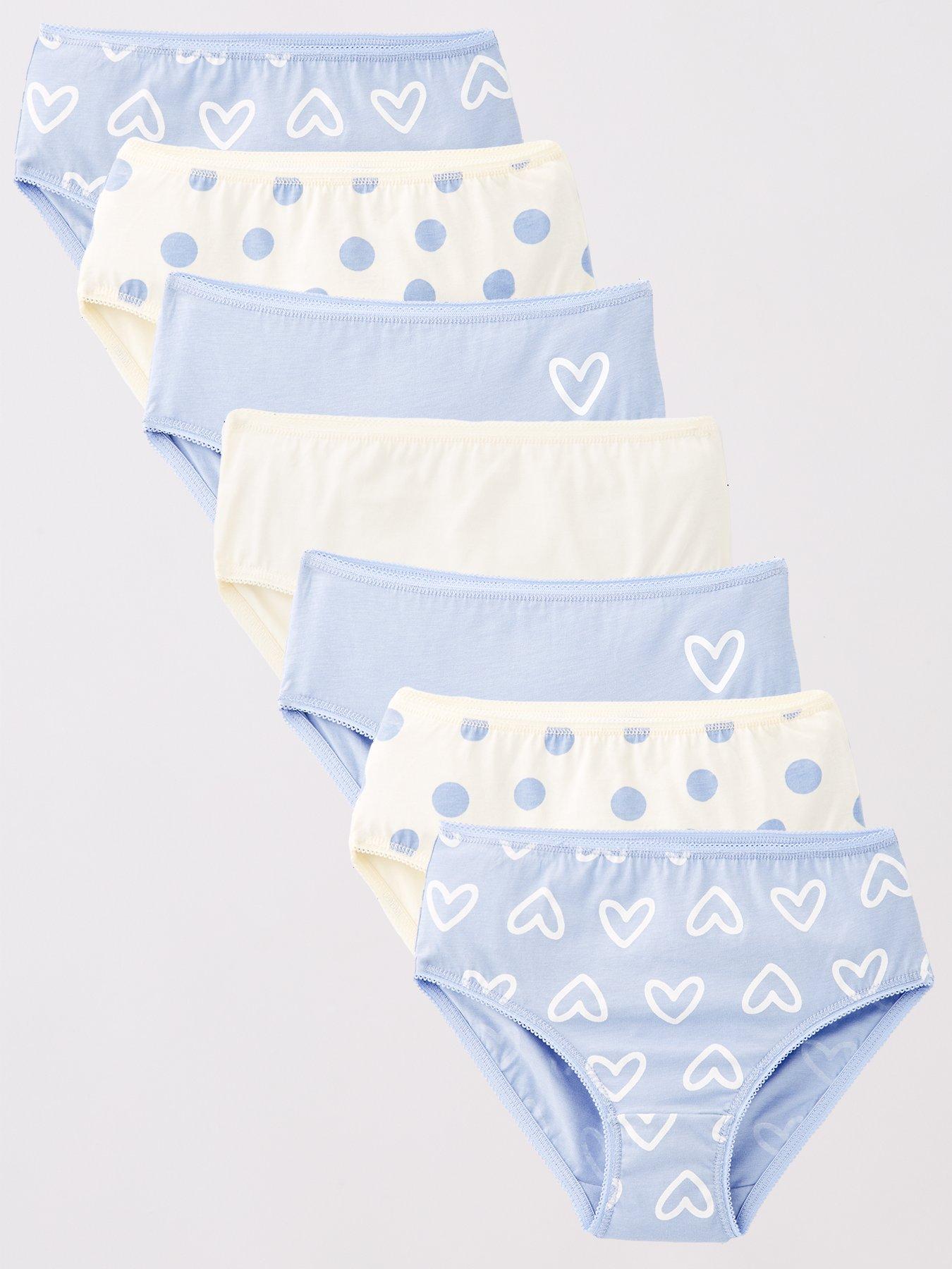 The Very Collection Girls 7 Pack Briefs - Heart And Spots Print