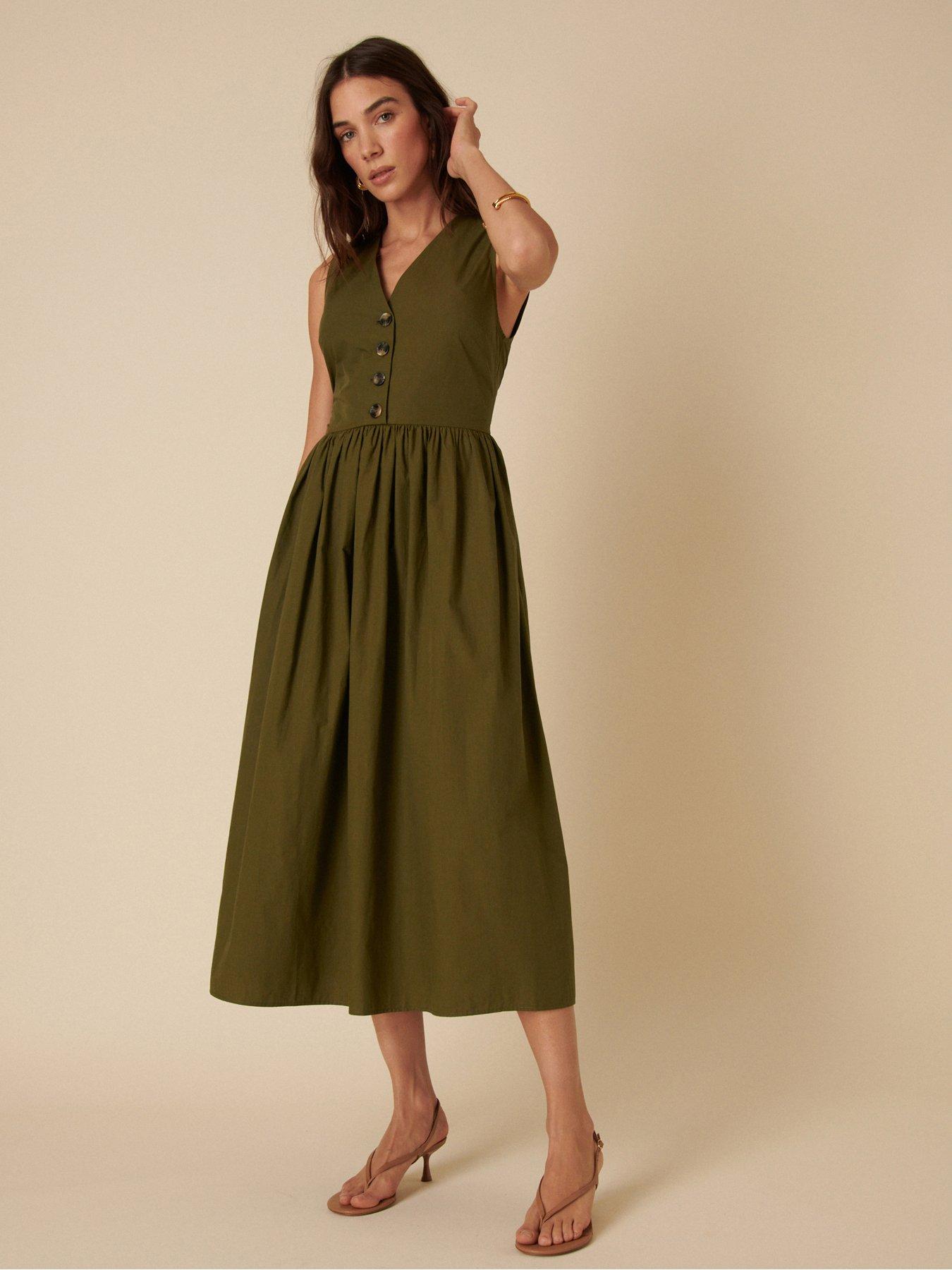 Nobodys Child Oak Midi Dress - Khaki Green
