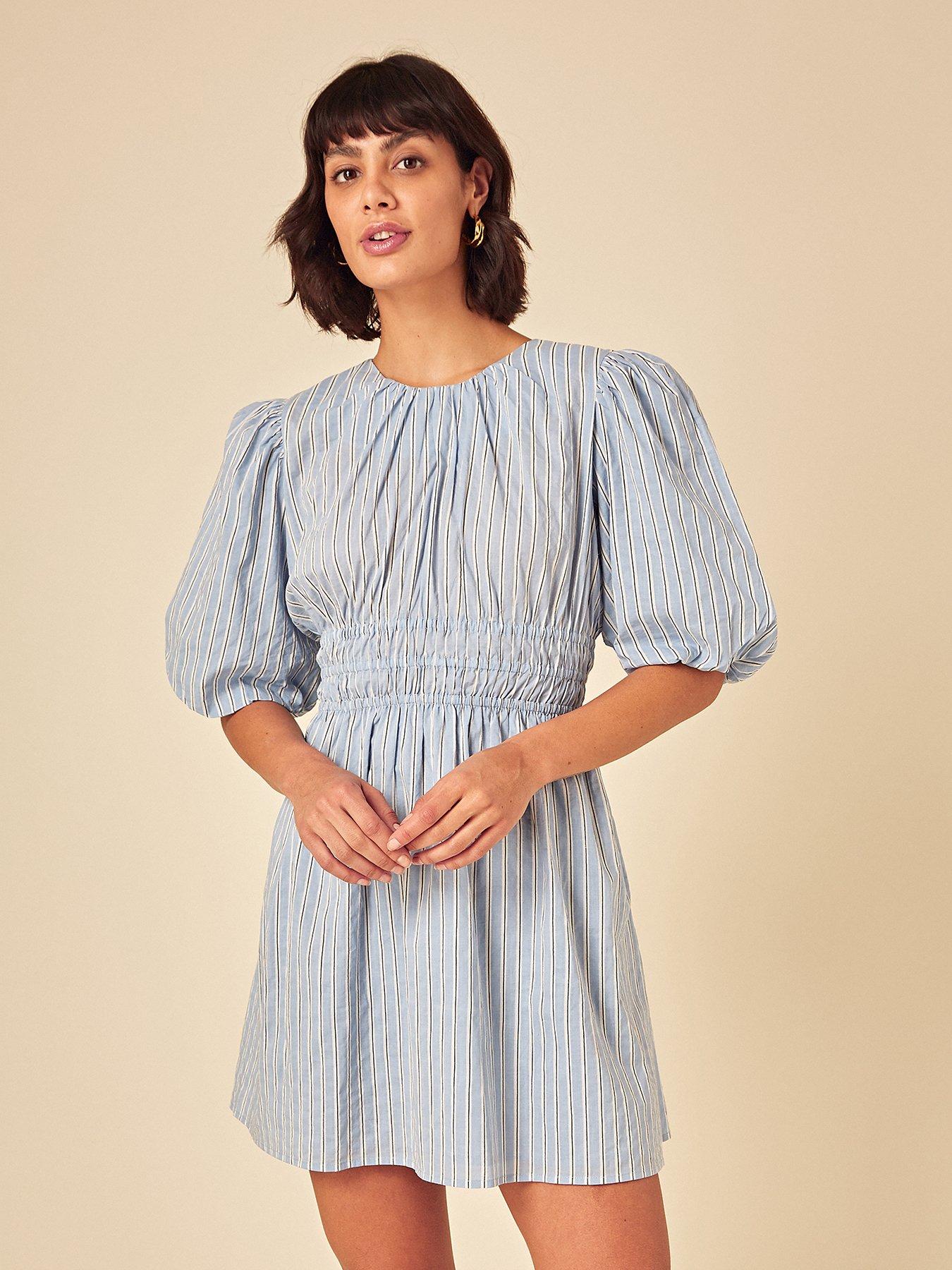 nobodys-child-zelda-stripe-mini-dress-bluefront