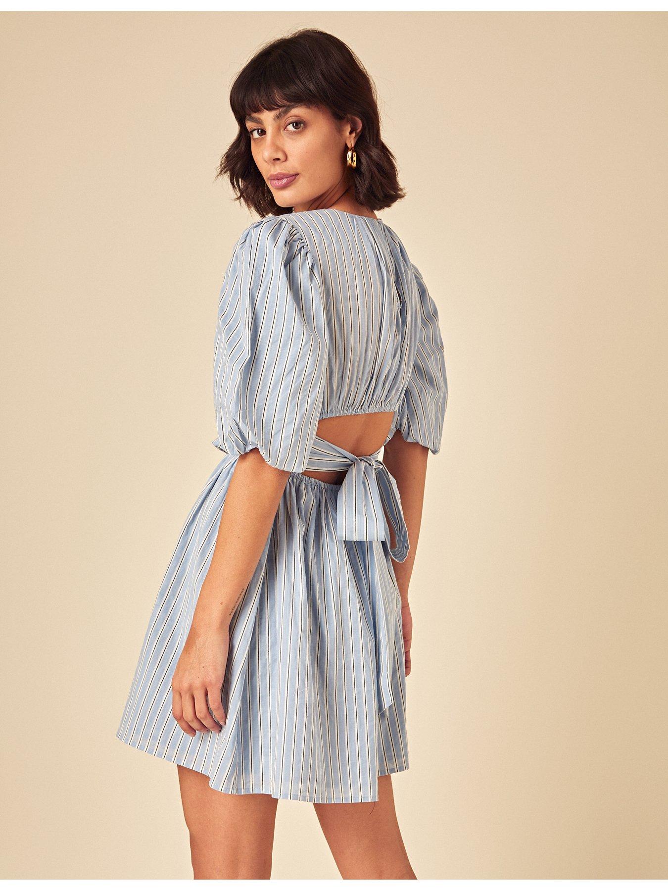 nobodys-child-zelda-stripe-mini-dress-bluestillFront