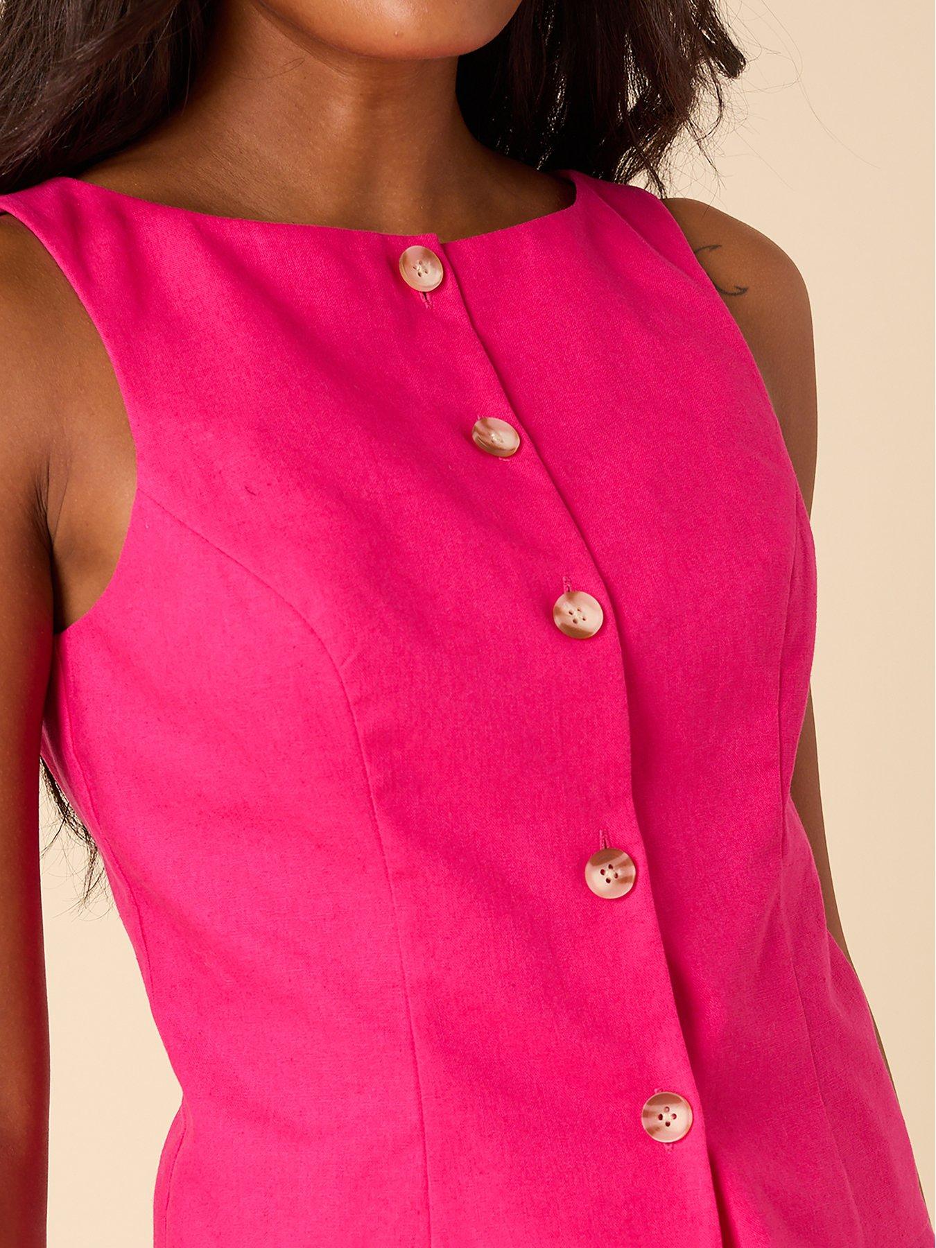 Image 4 of 4 of Nobodys Child Theo Waistcoat Slash Neck Top - Pink