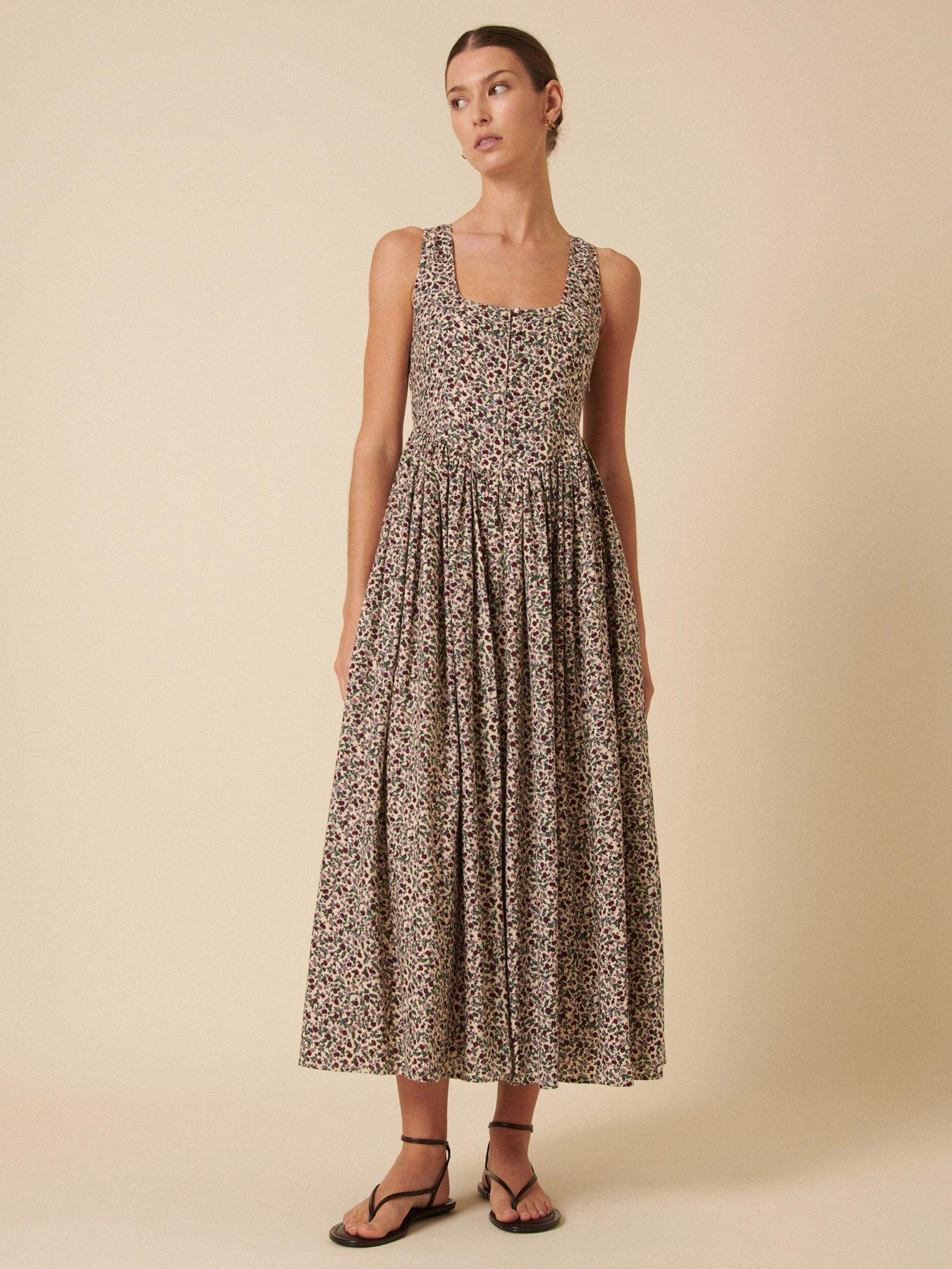 Image 1 of 5 of Nobodys Child Cora Ditsy Midi Dress - White