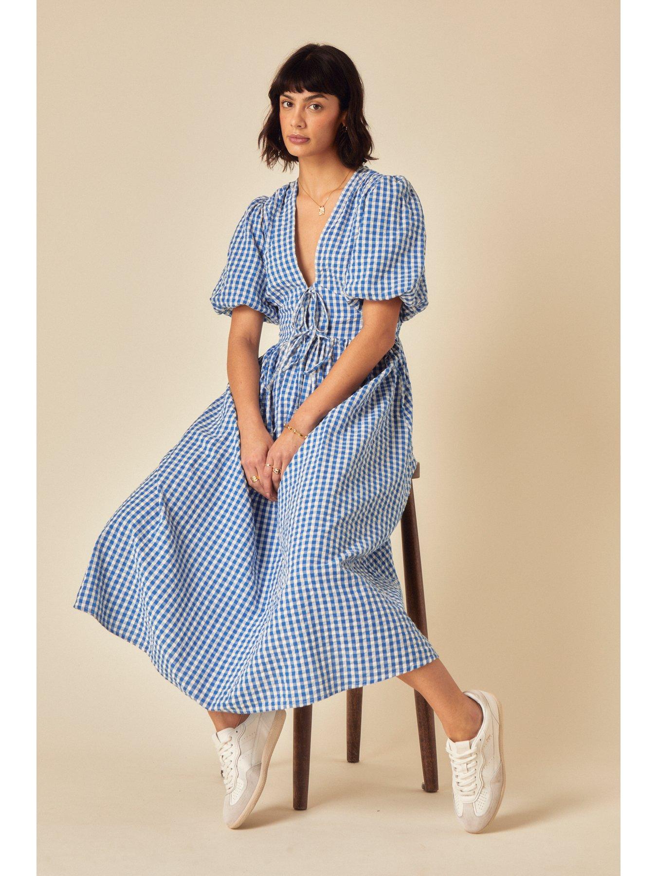 nobodys-child-scottie-gingham-midi-dress-blueoutfit
