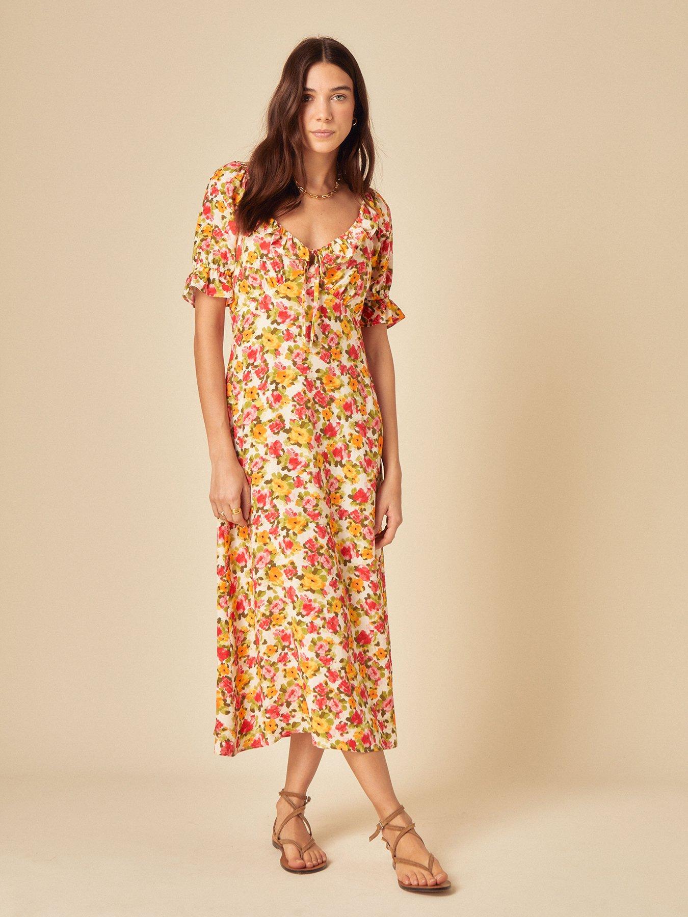 Nobodys Child Rye Floral Midi Dress - Orange