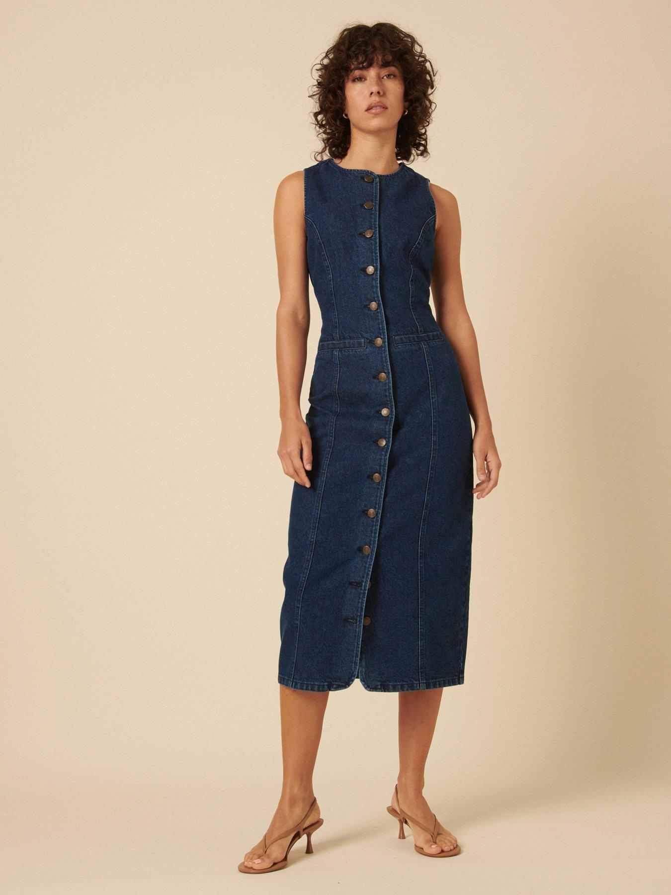 Image 1 of 5 of Nobodys Child Denim Midi Dress - Blue
