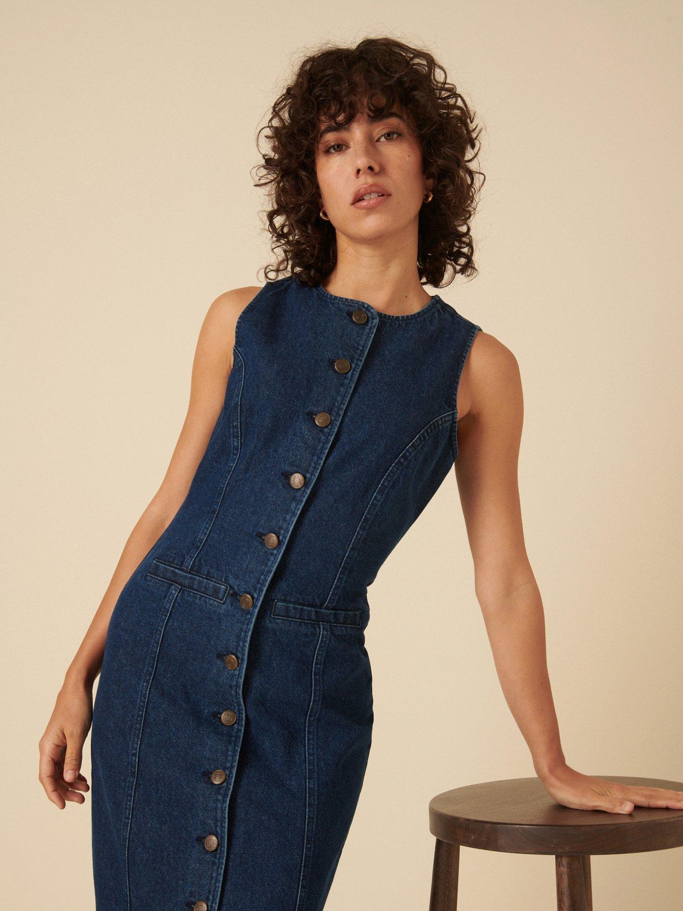 Image 3 of 5 of Nobodys Child Denim Midi Dress - Blue