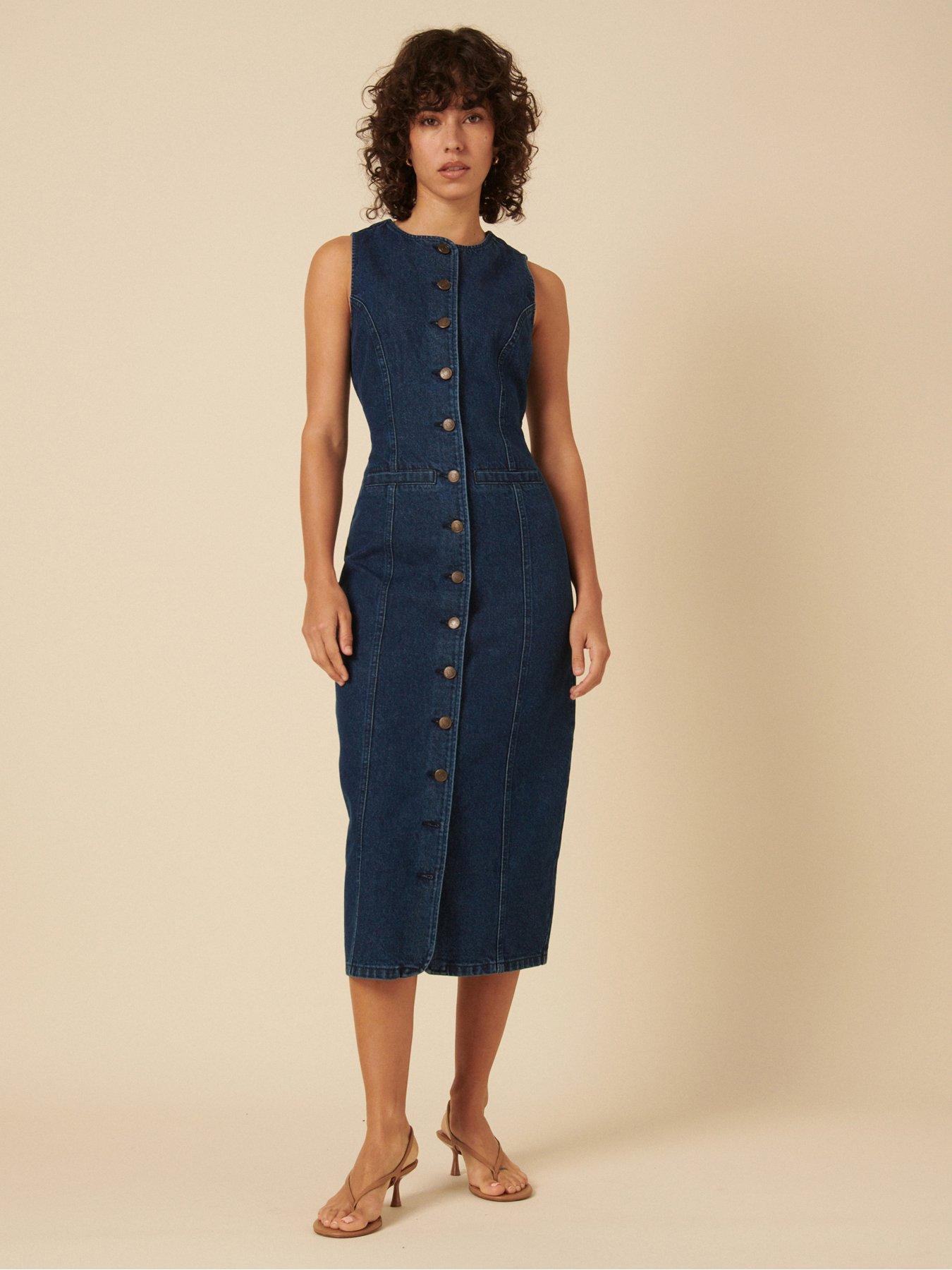 Image 5 of 5 of Nobodys Child Denim Midi Dress - Blue