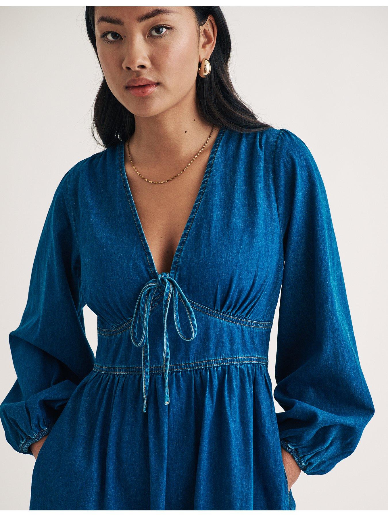 Image 3 of 3 of Nobodys Child Long Sleeve Midi Dress - Blue