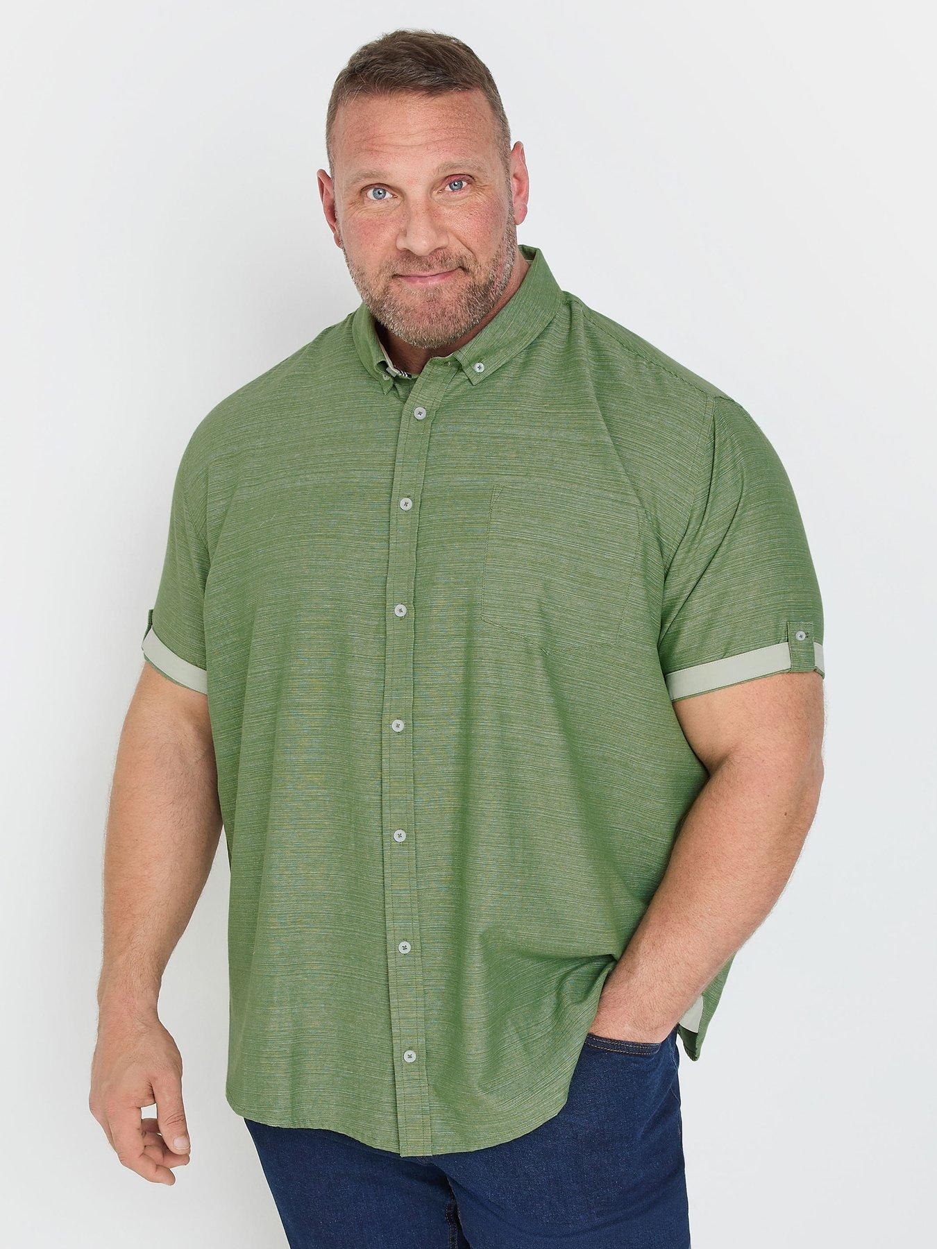 Image 1 of 3 of BadRhino Slub Short Sleeve Casual Shirt - Green