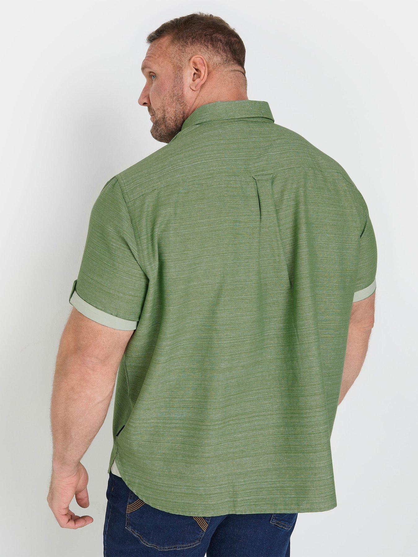 Image 2 of 3 of BadRhino Slub Short Sleeve Casual Shirt - Green