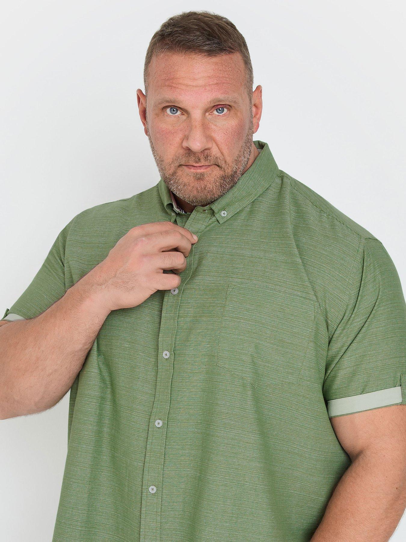 Image 3 of 3 of BadRhino Slub Short Sleeve Casual Shirt - Green