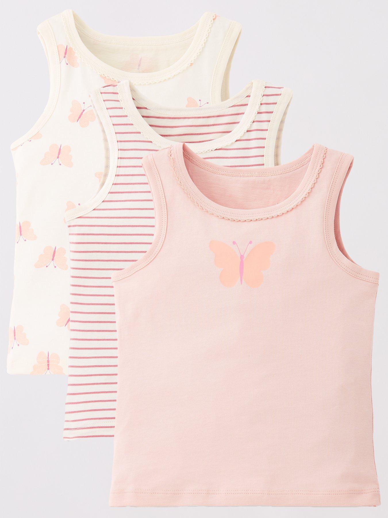 Mini V by Very Girls 3 Pack Vests Butterfly Print - Multi