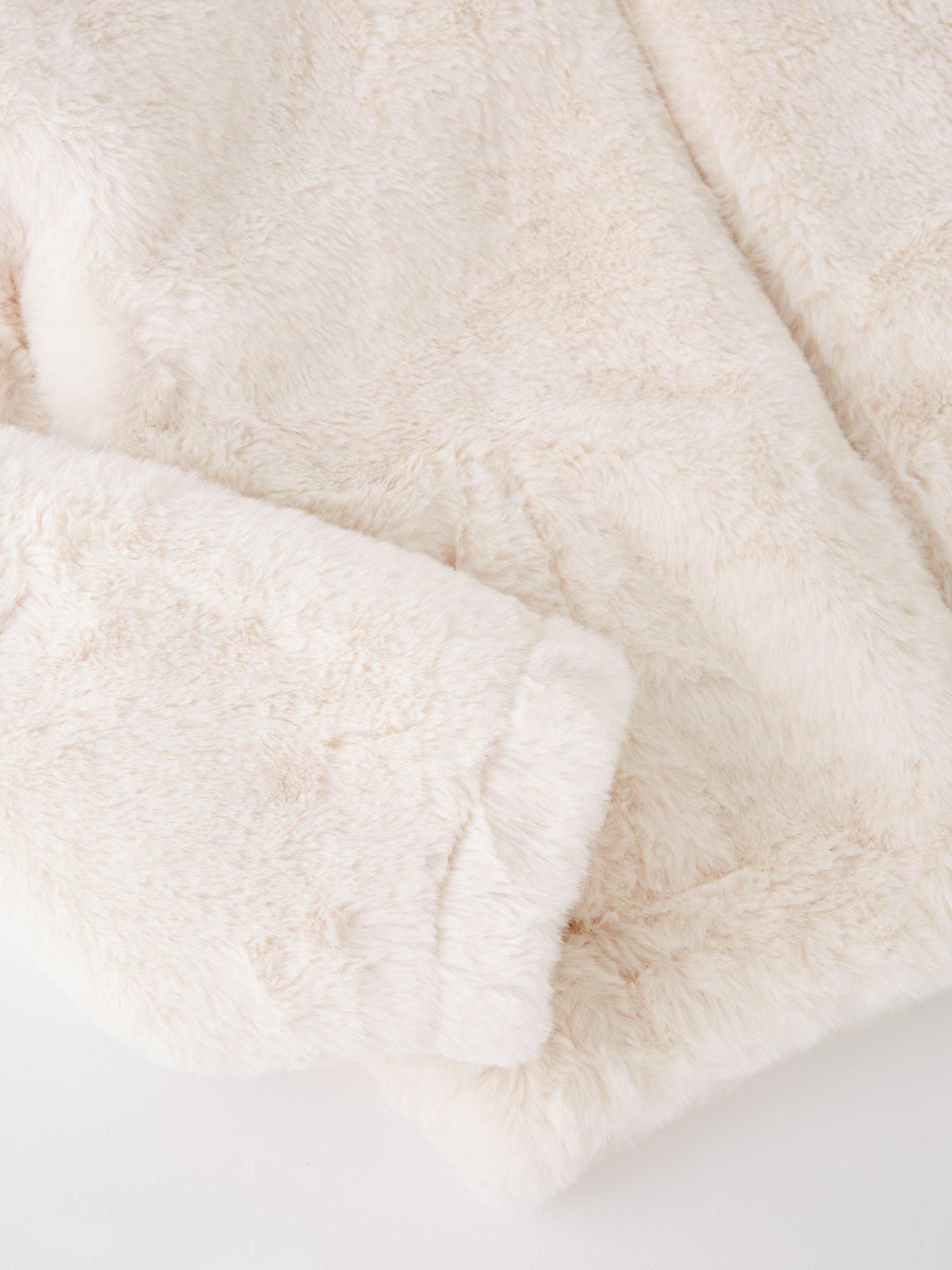 V by Very Girls Faux Fur Jacket Cream Very Ireland