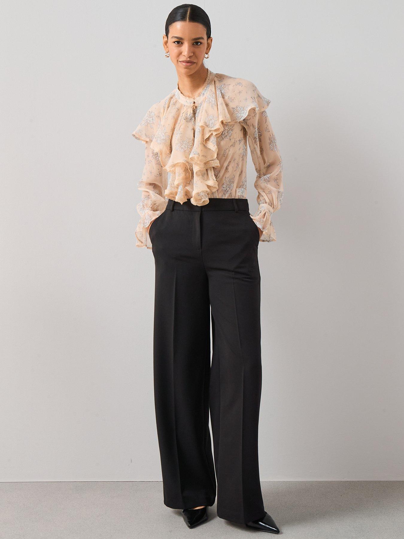 Image 3 of 6 of The Very Collection Petite Wide Leg Trouser - Black