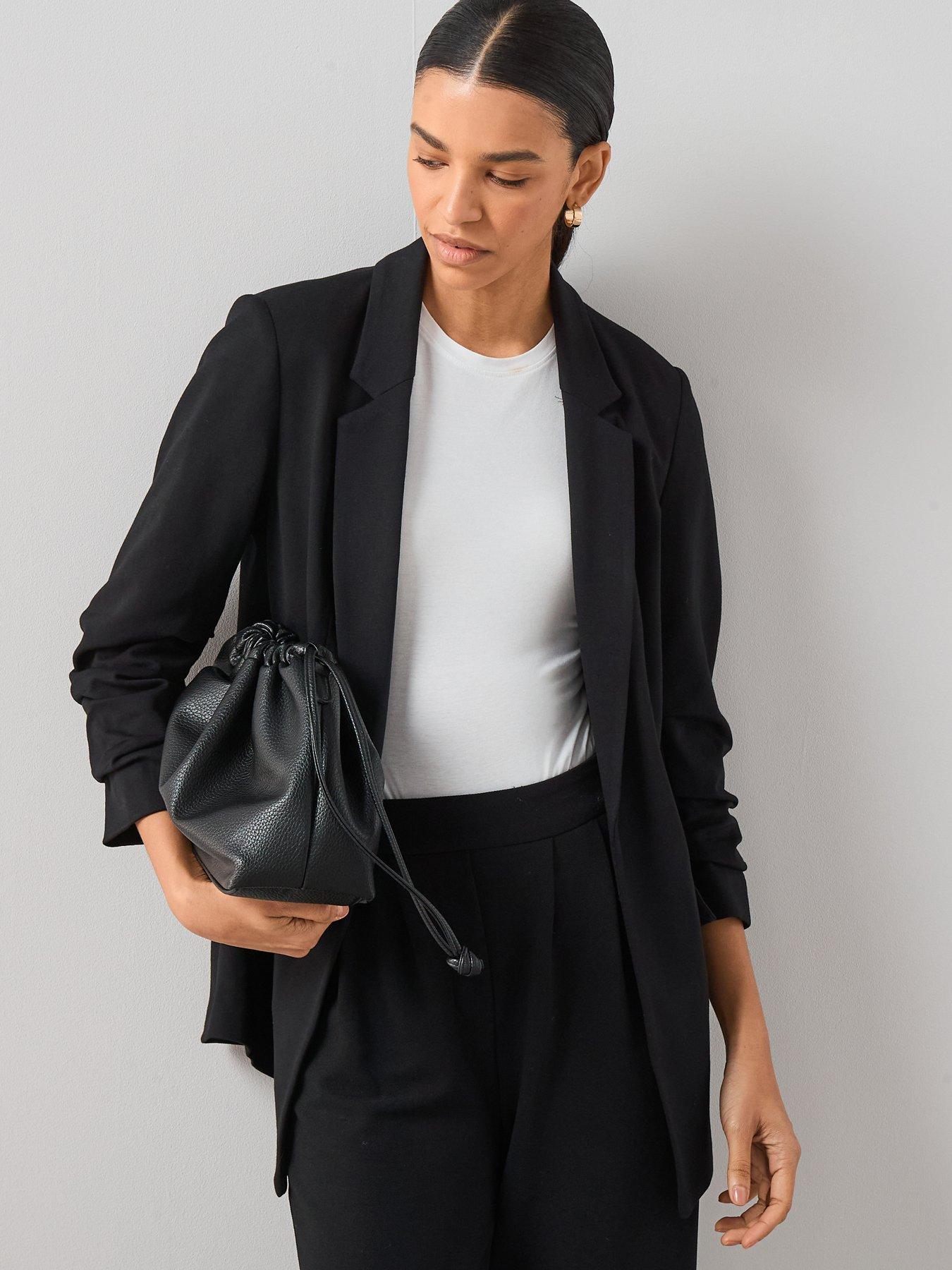 the-very-collection-ultimate-ruched-sleeve-blazer-blackfront
