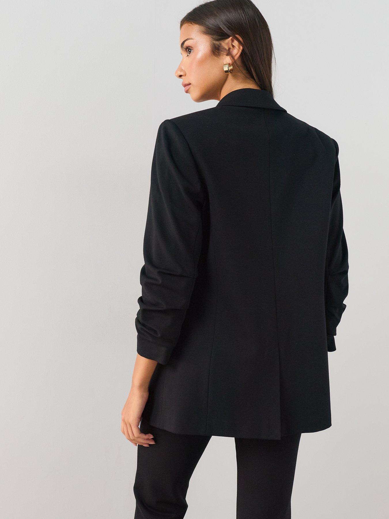 Image 2 of 7 of The Very Collection Womens Ruched Sleeve Stretch Blazer - Black