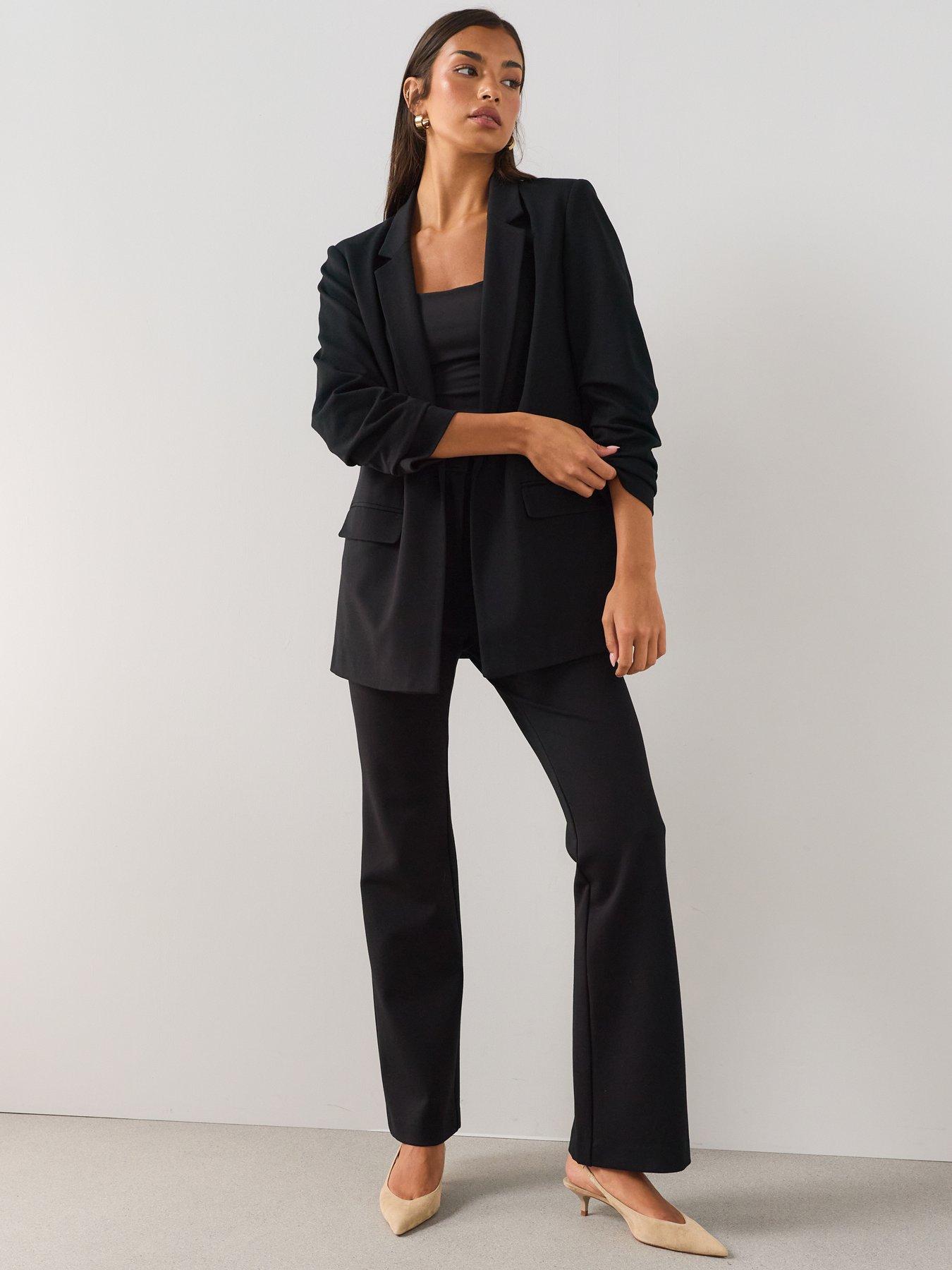 Image 3 of 7 of The Very Collection Womens Ruched Sleeve Stretch Blazer - Black