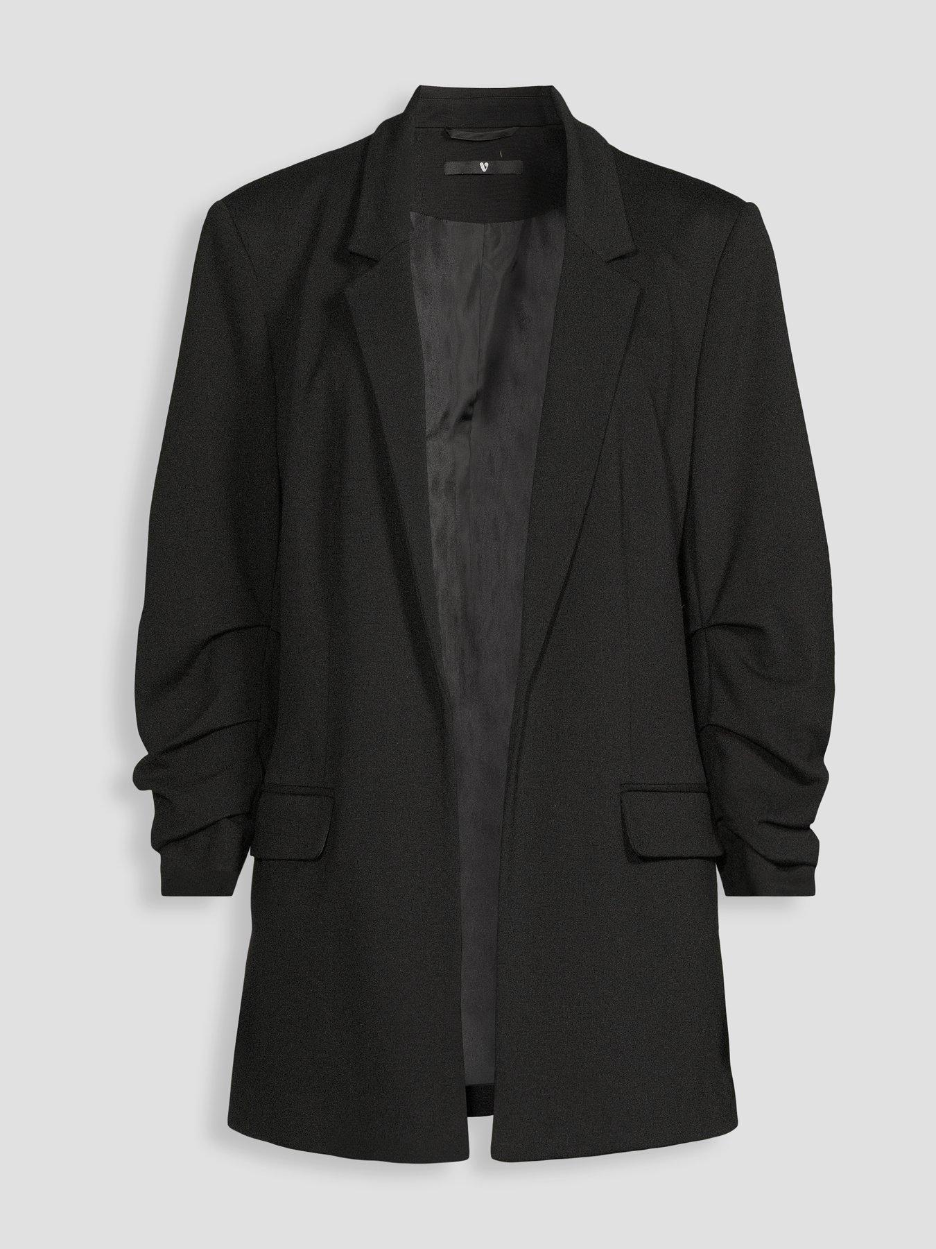 Image 7 of 7 of The Very Collection Womens Ruched Sleeve Stretch Blazer - Black