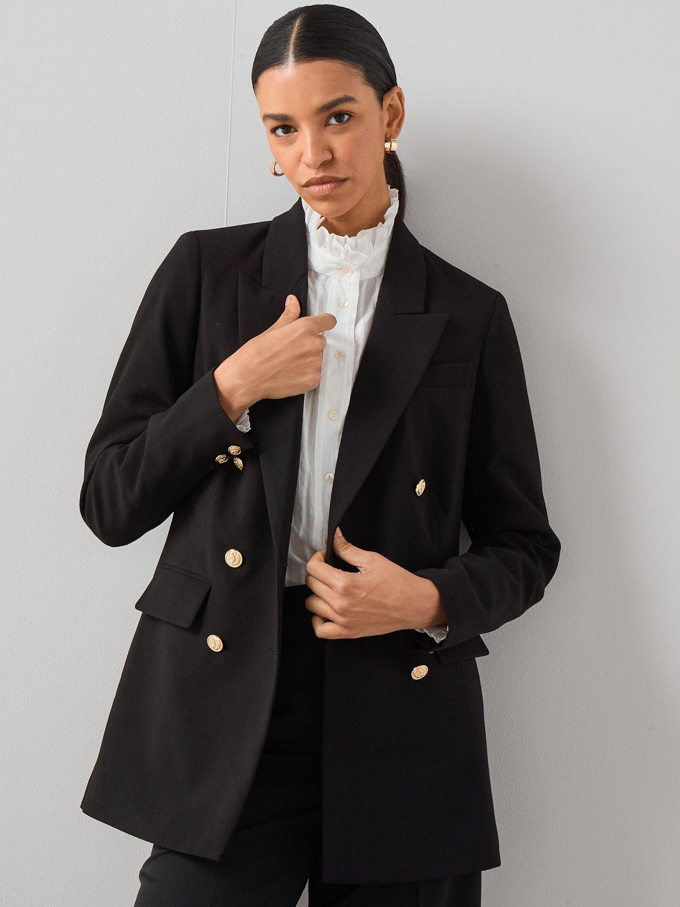 The Very Collection Long Line Military Jacket - Black