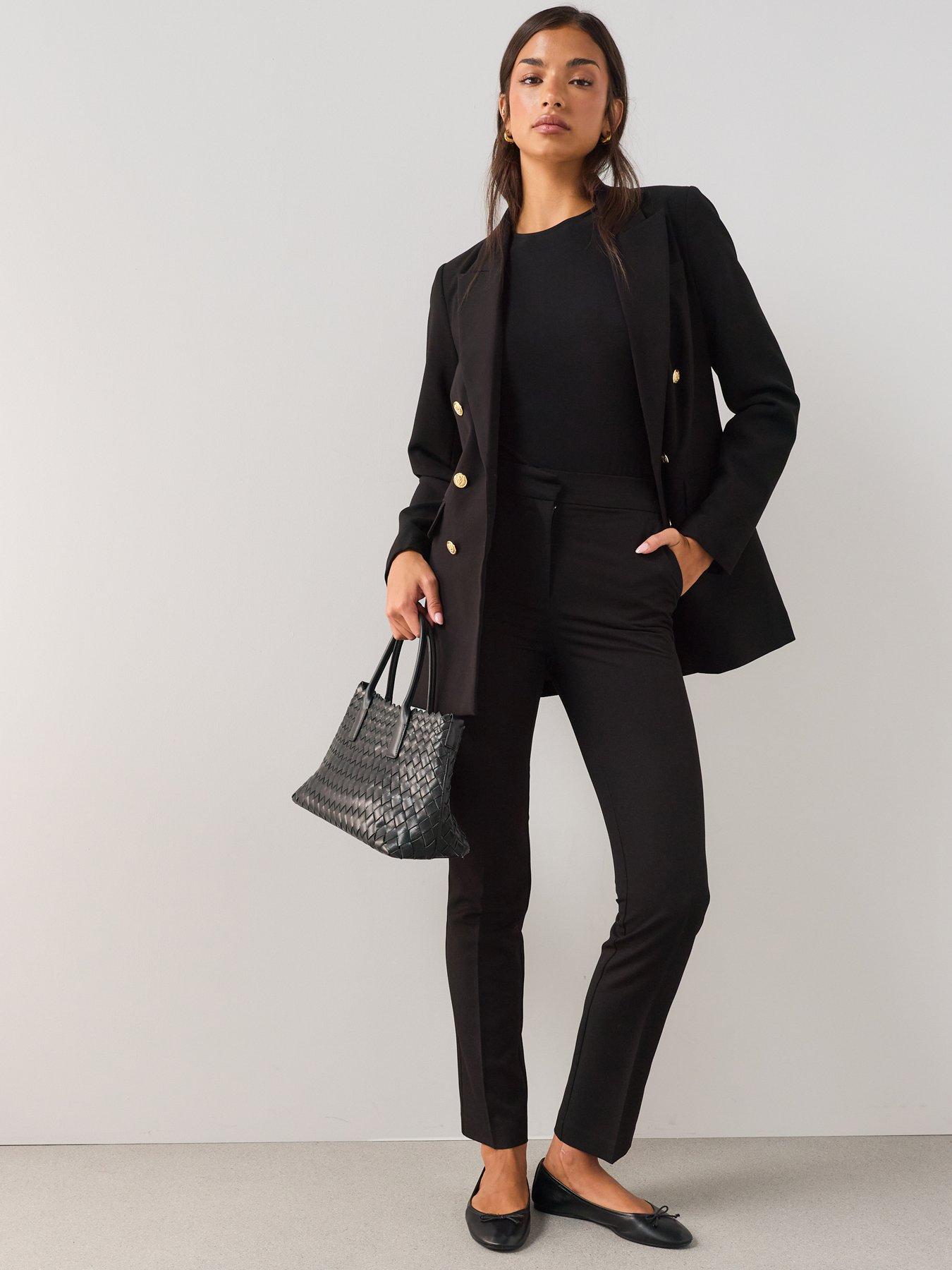 Image 3 of 7 of The Very Collection Womens Longline Double-Breasted Stretch Jacket - Black
