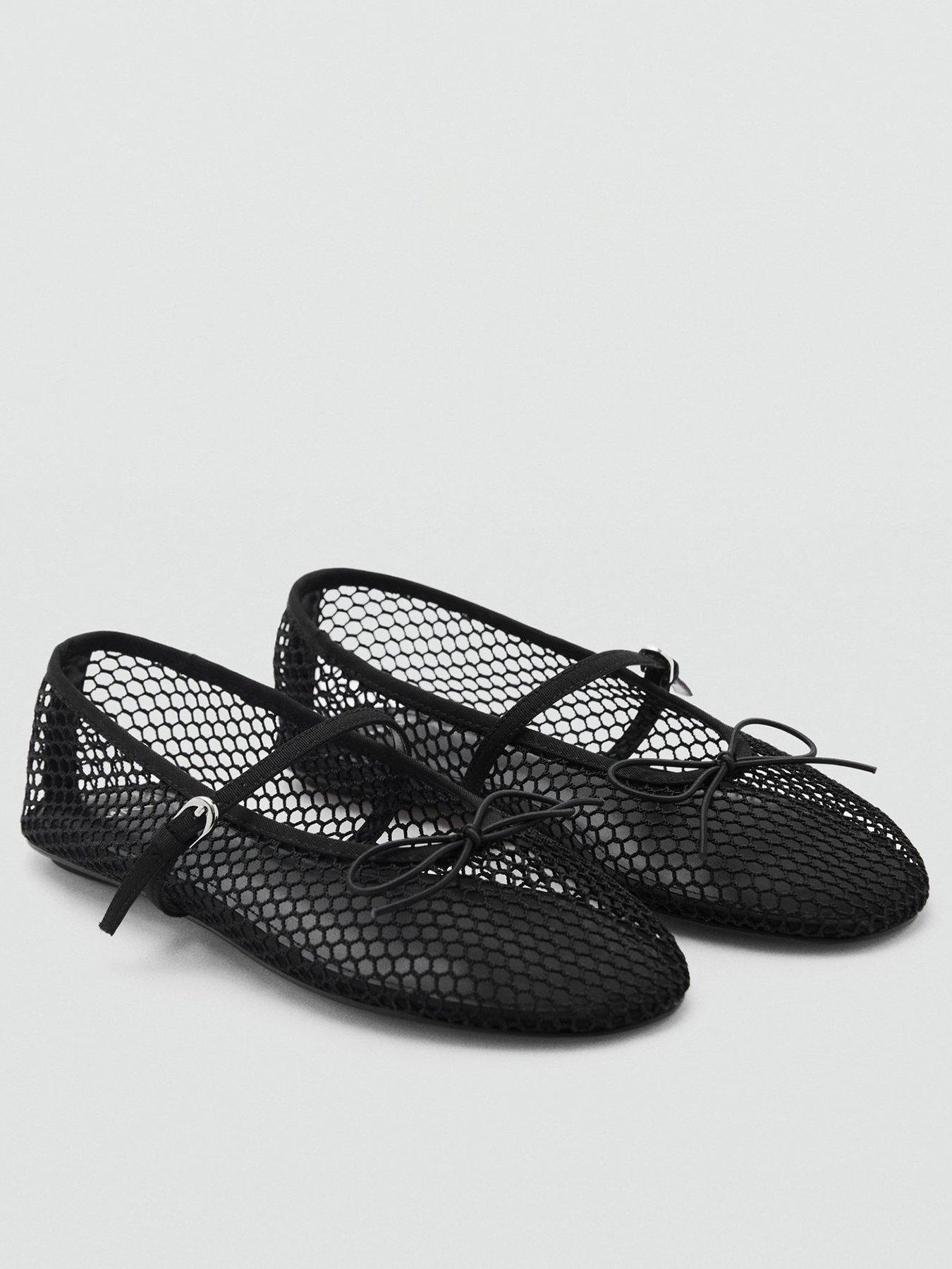 mango-mesh-ballerina-flats-black