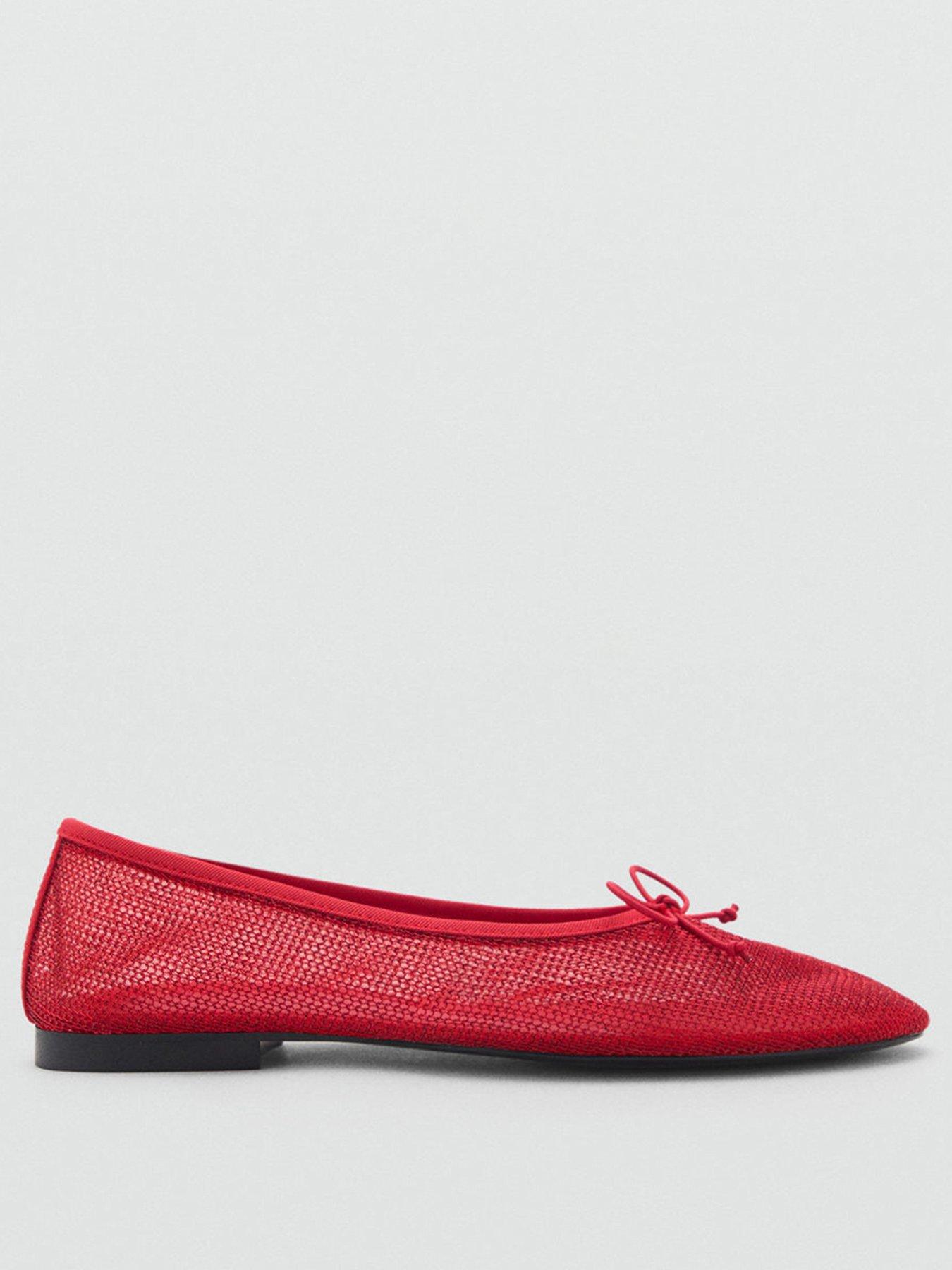 mango-mesh-bow-ballerina-flats-redstillFront