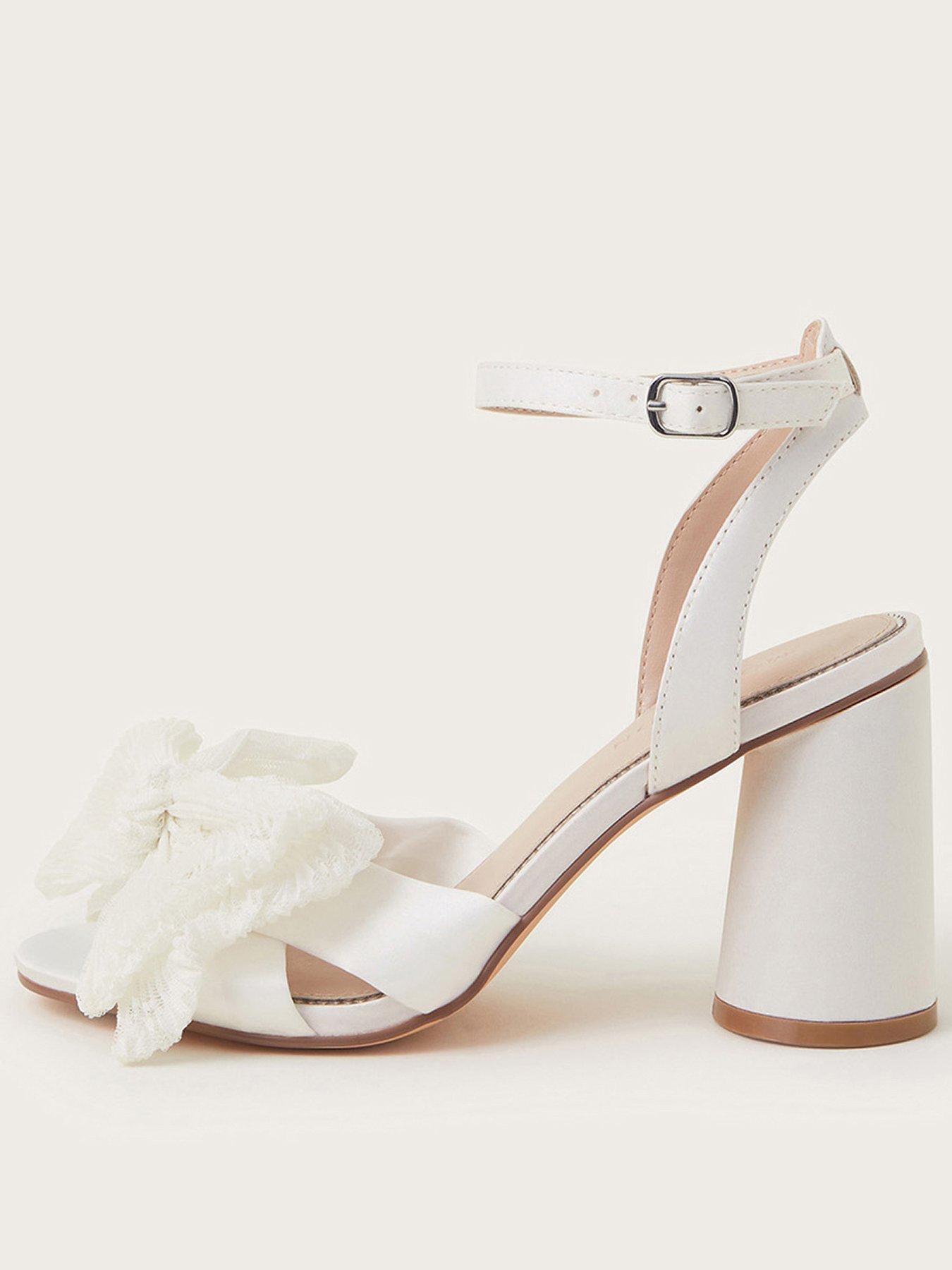 Monsoon Kia Lace Bow Heeled Sandals - Ivory