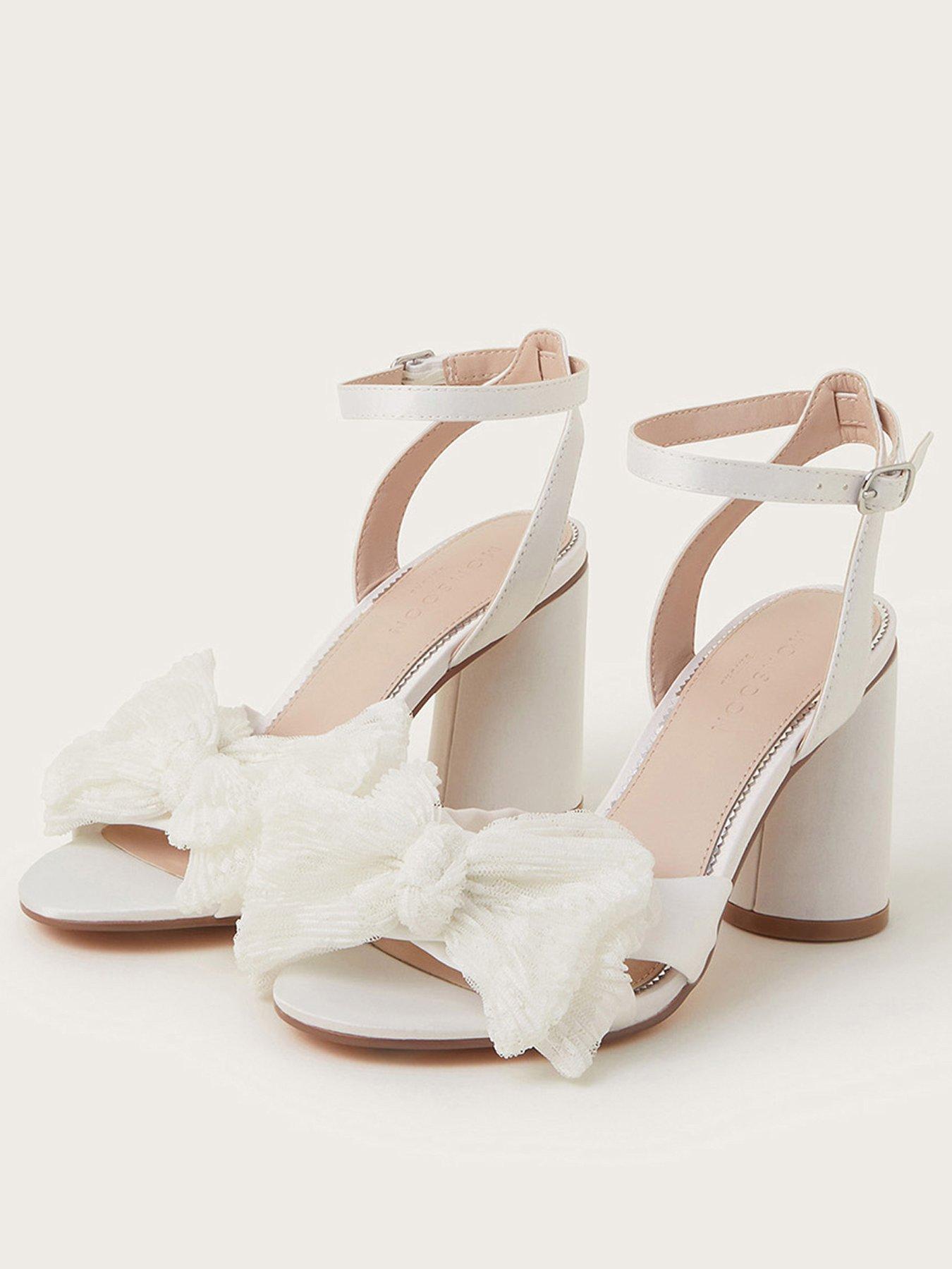 Image 2 of 4 of Monsoon Kia Lace Bow Heeled Sandals - Ivory