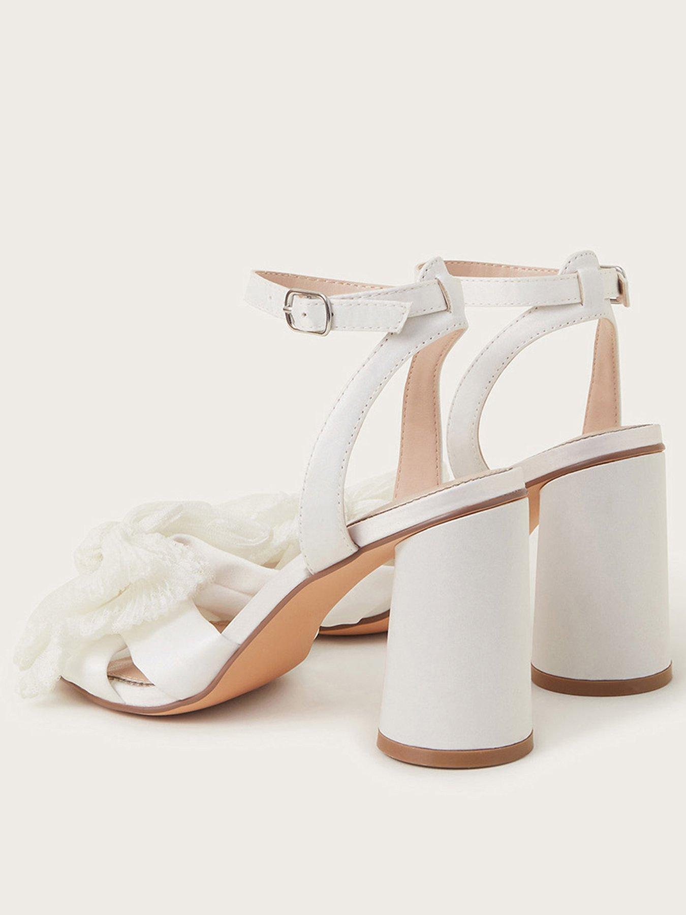 Image 3 of 4 of Monsoon Kia Lace Bow Heeled Sandals - Ivory