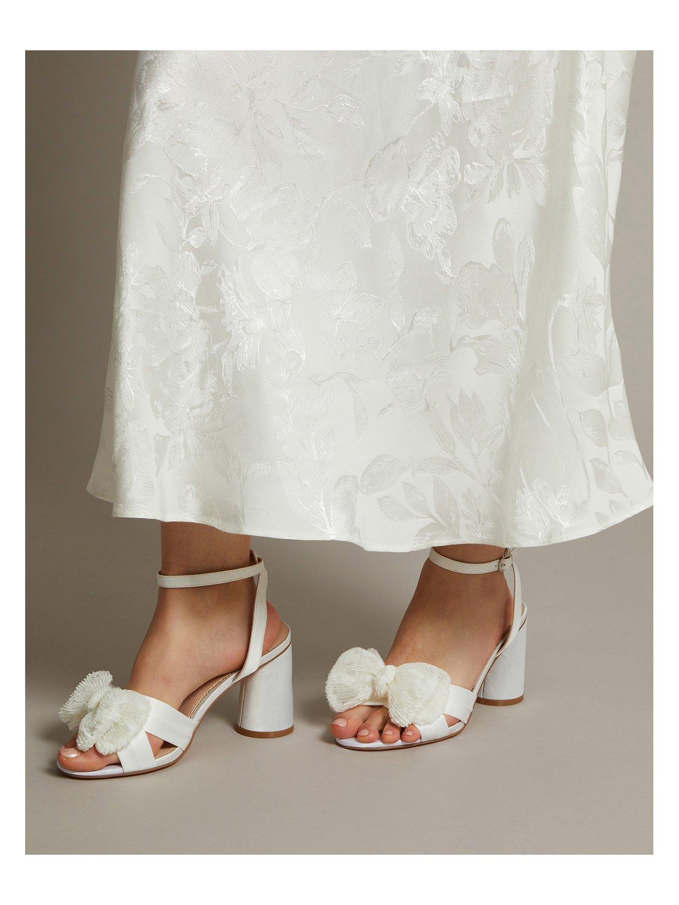 Image 4 of 4 of Monsoon Kia Lace Bow Heeled Sandals - Ivory
