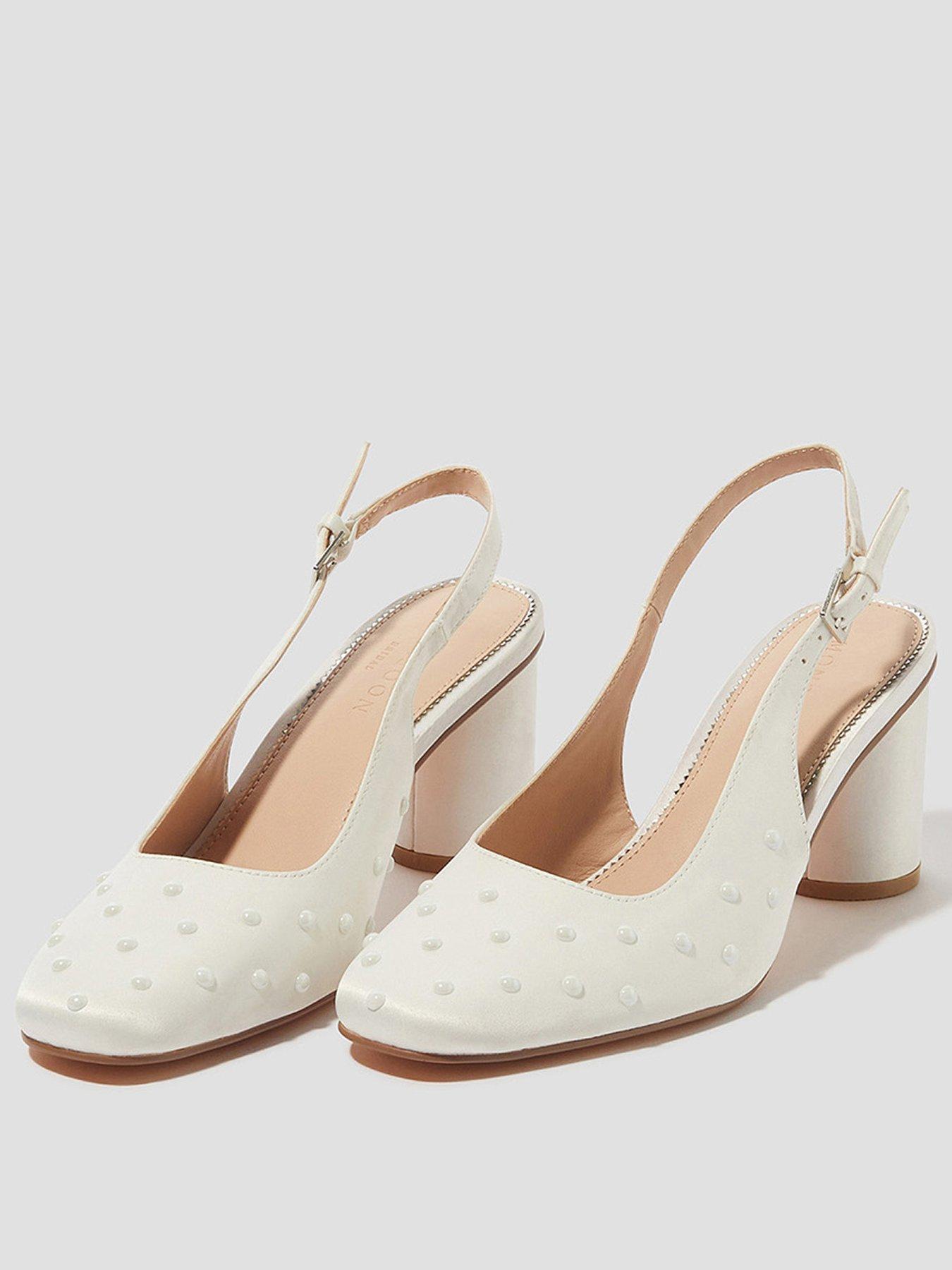 Image of Monsoon Pelia Pearl Satin Slingback Heels - Ivory