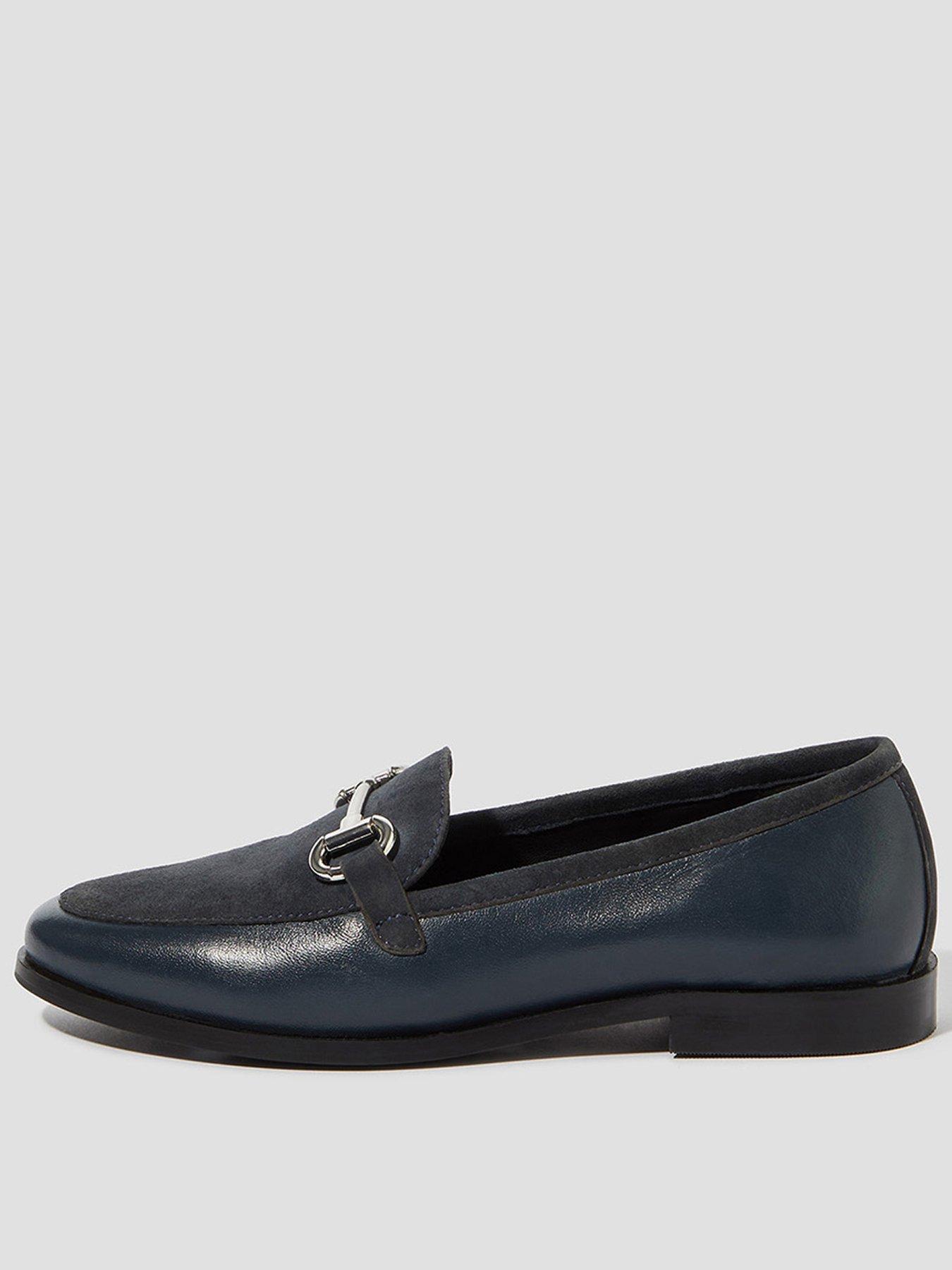 undefined Leather Suede Loafer - Navy