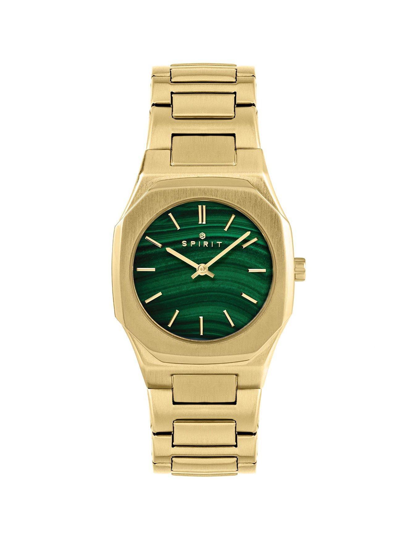 undefined Spirit Ladies Malachite Green Dial Stainless Steel Gold Plated Bracelet Watch