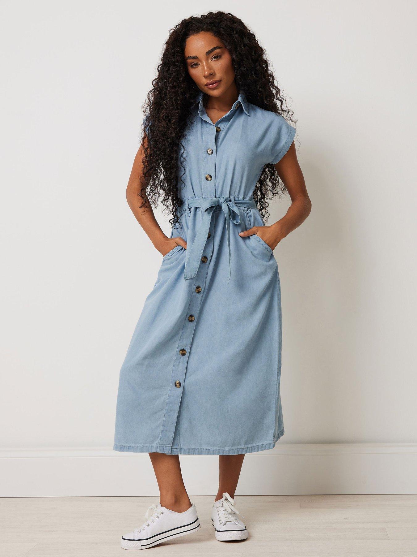 undefined Grown On Sleeve Shirt Dress - Blue