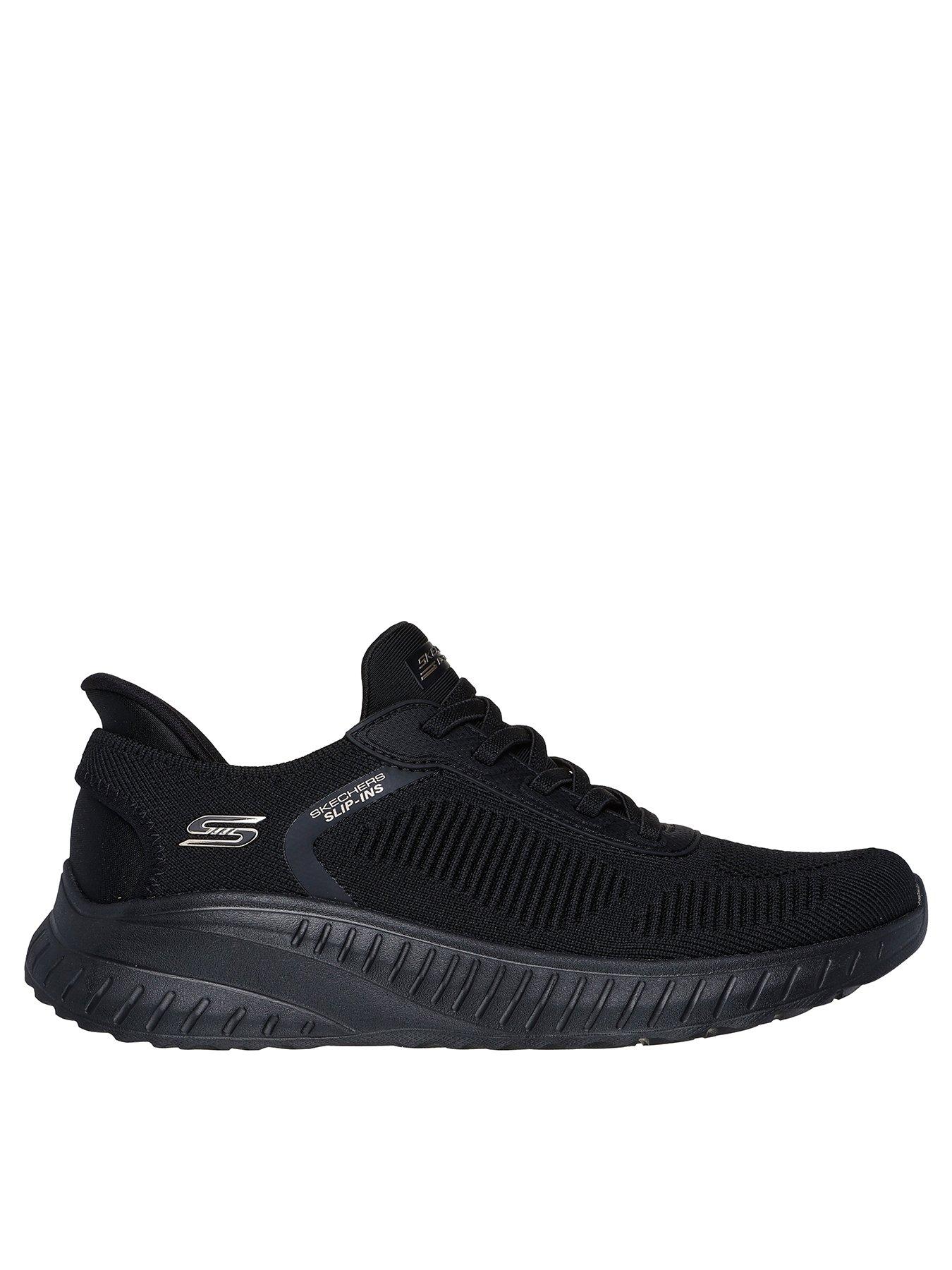 skechers-bobs-squad-chaos-current-muse-bungee-lace-slip-ins-trainer-black-textile