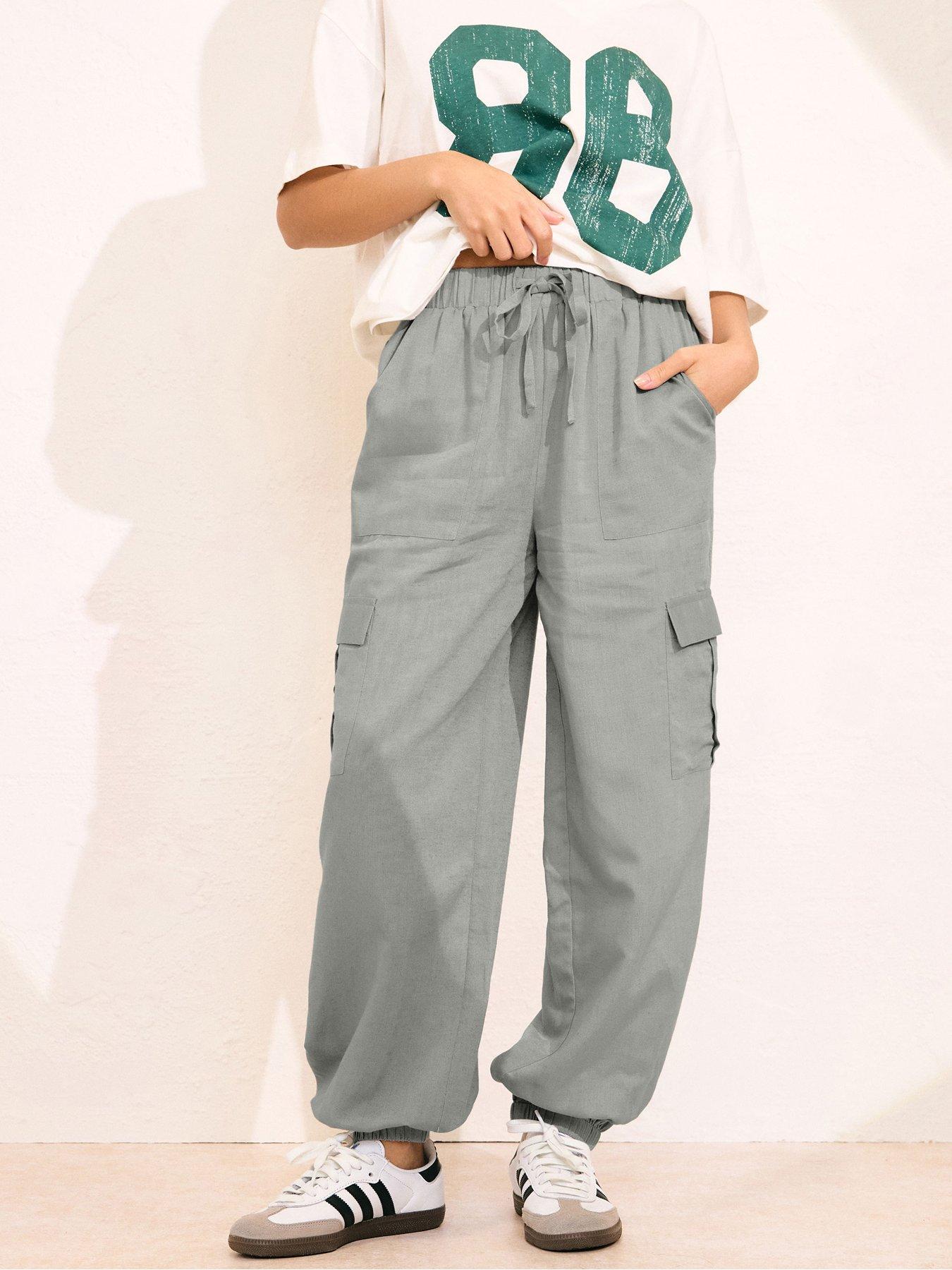 Image 1 of 4 of PixieGirl Petite Cuffed Cargo Trouser - Grey