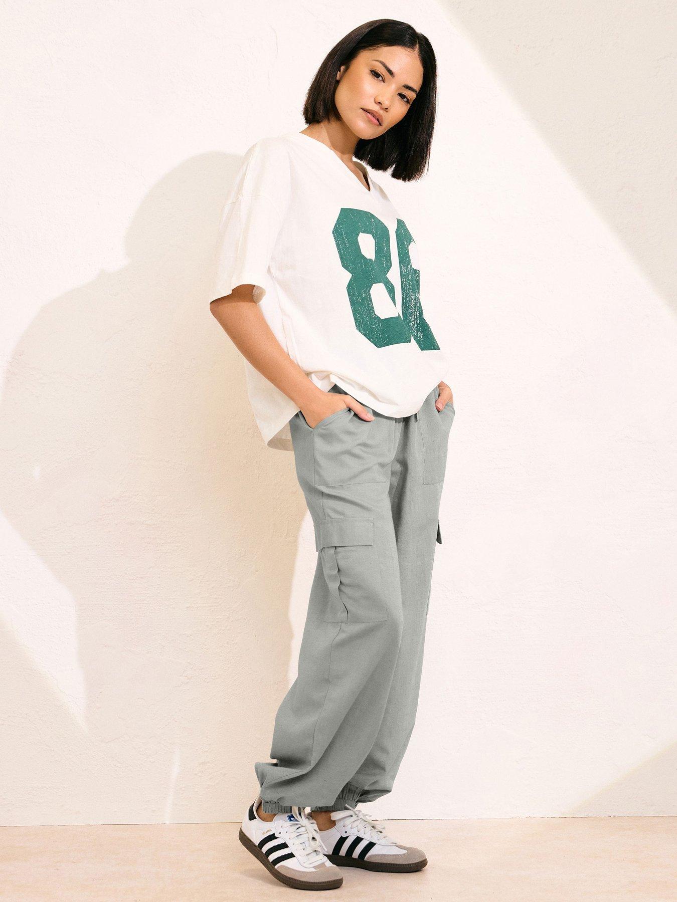 Image 3 of 4 of PixieGirl Petite Cuffed Cargo Trouser - Grey