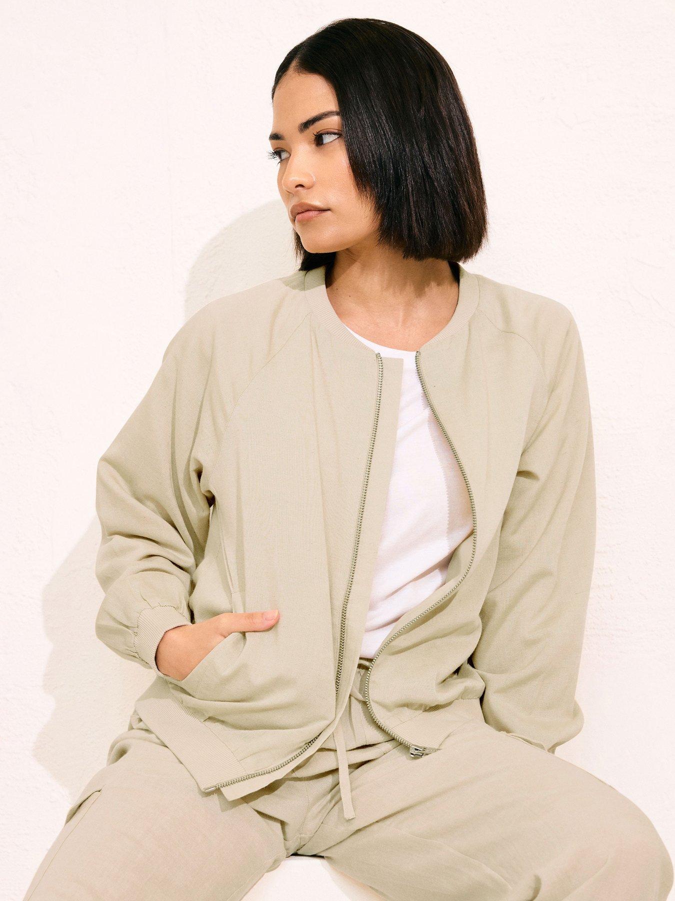 Image 1 of 4 of PixieGirl Petite Bomber Jacket - Natural