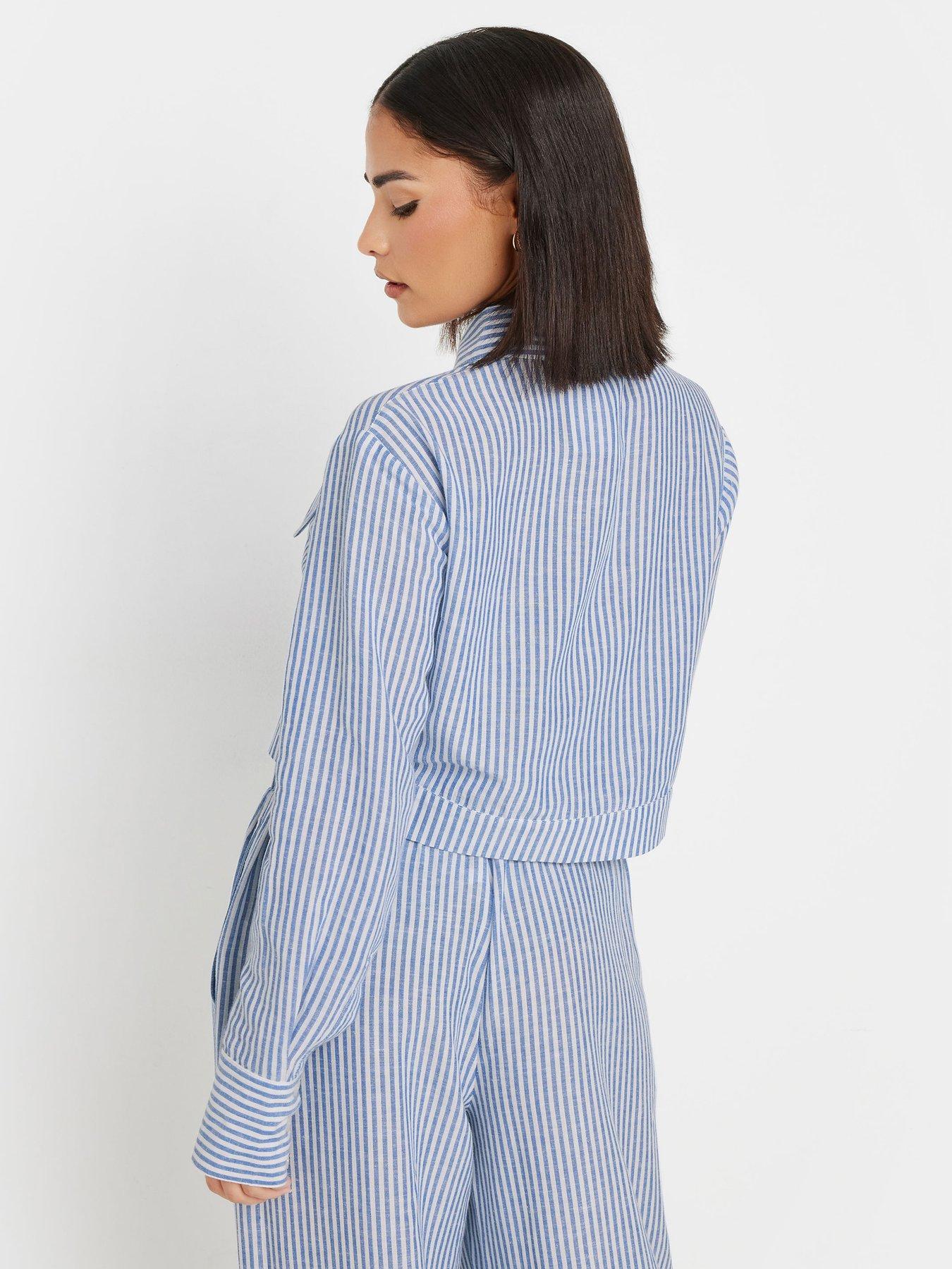 Image 2 of 4 of PixieGirl Petite Stripe Short Shirt - Blue